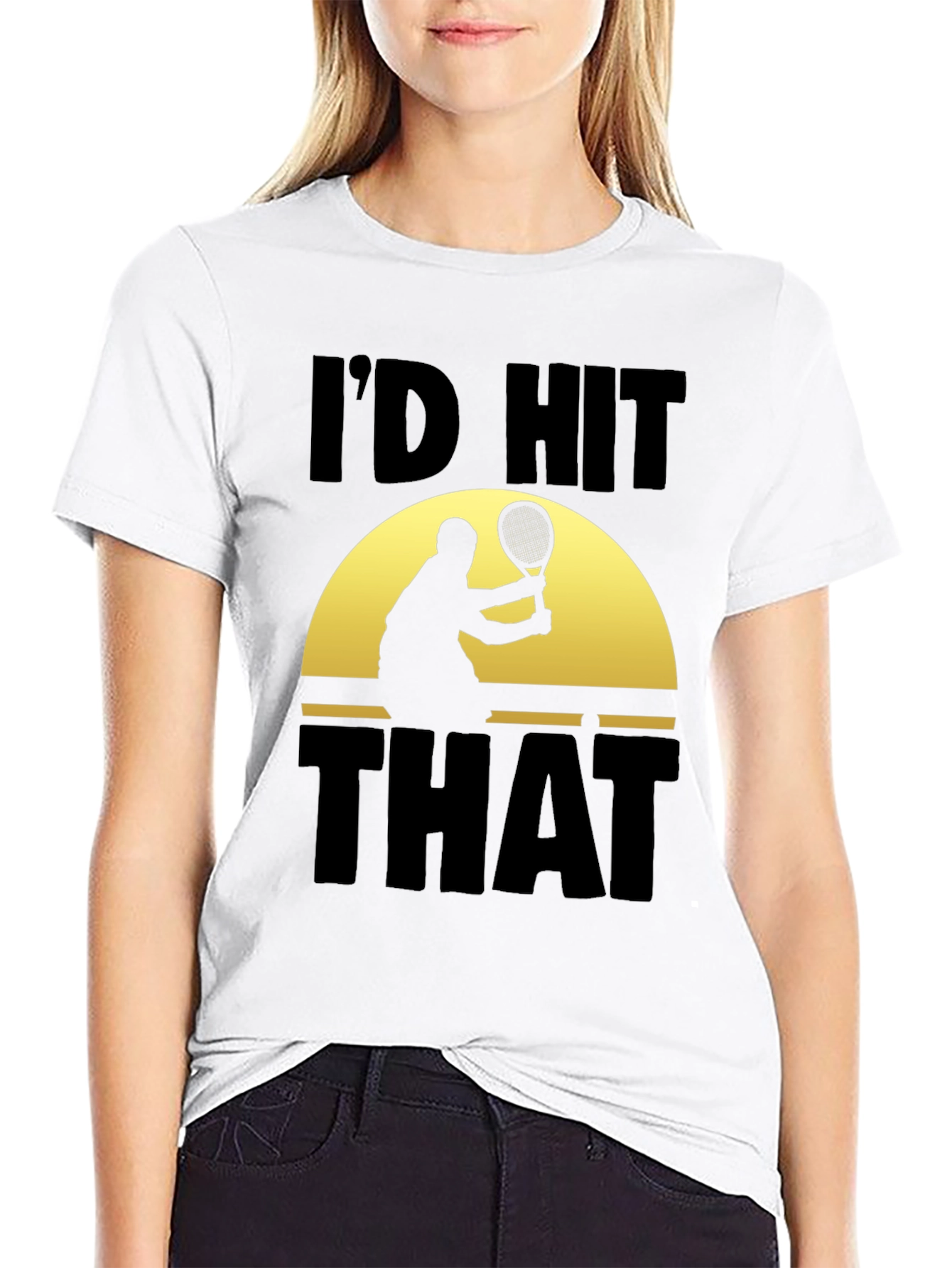 Black I'd Hit That Funny Tennis T-Shirt view 9