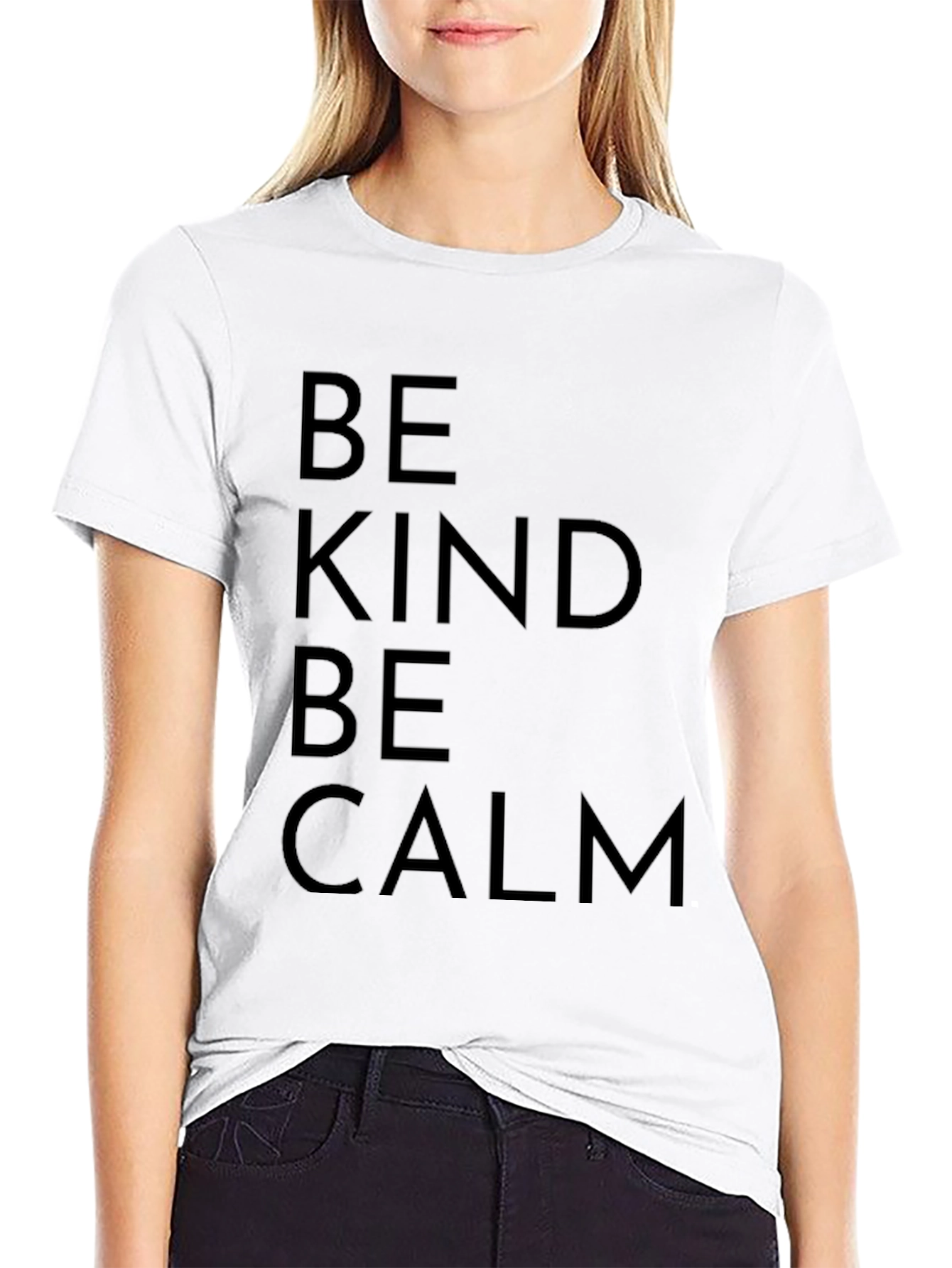 Black Be Kind Be Calm Black Graphic Tee view 9