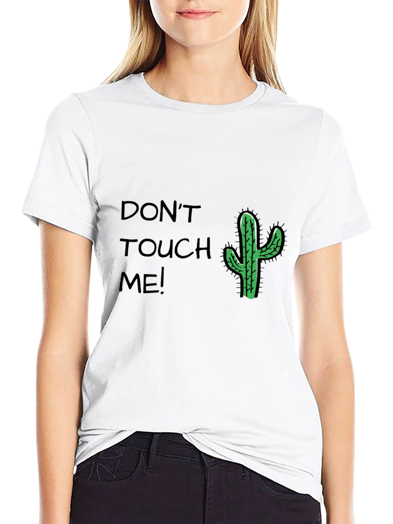 Black Don't Touch Me Cactus T-Shirt - Black Cotton Tee view 9