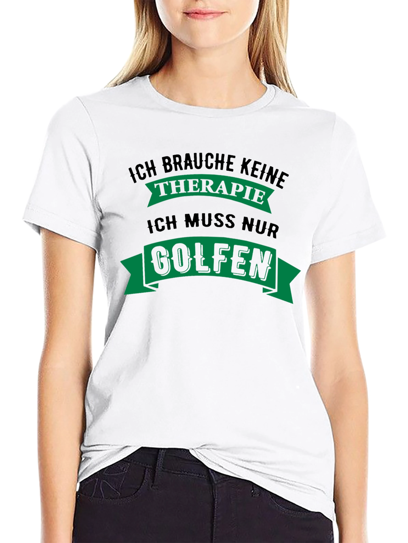 Black Golf Therapy T-Shirt - Fun Golfer Tee view 9