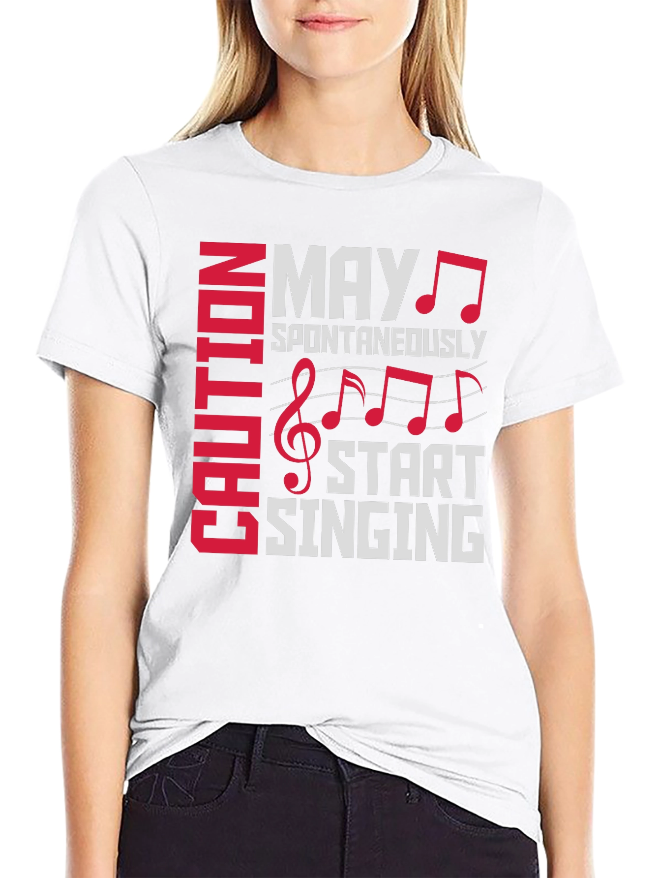 Black Caution May Spontaneously Start Singing T-Shirt view 9