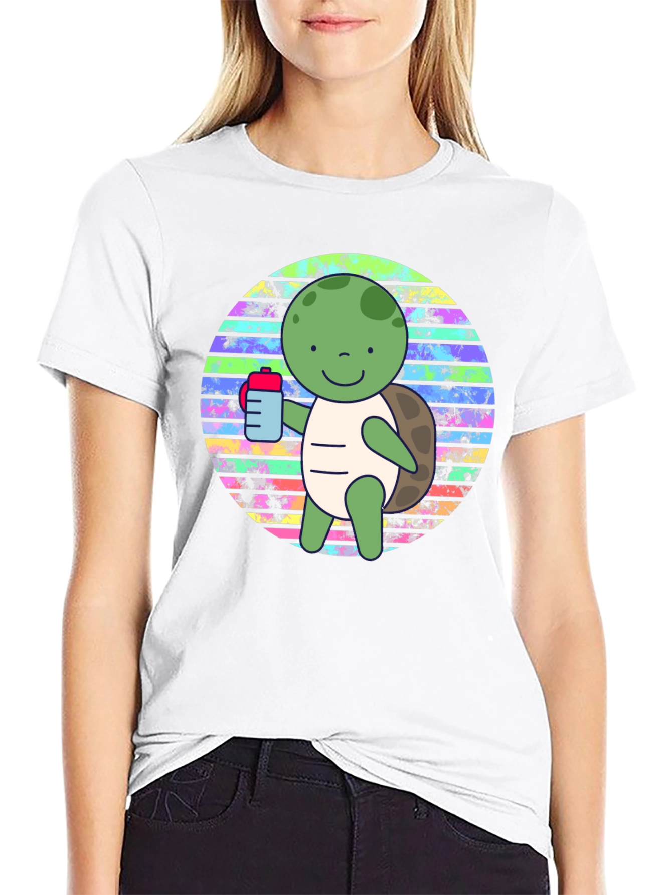 Black Cute Turtle Graphic Tee view 9
