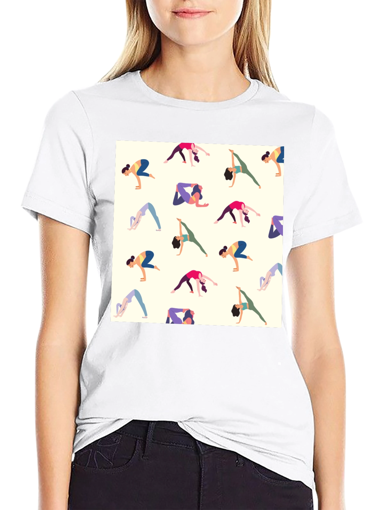 Black Yoga Patterned Tee - Black Graphic T-Shirt view 9