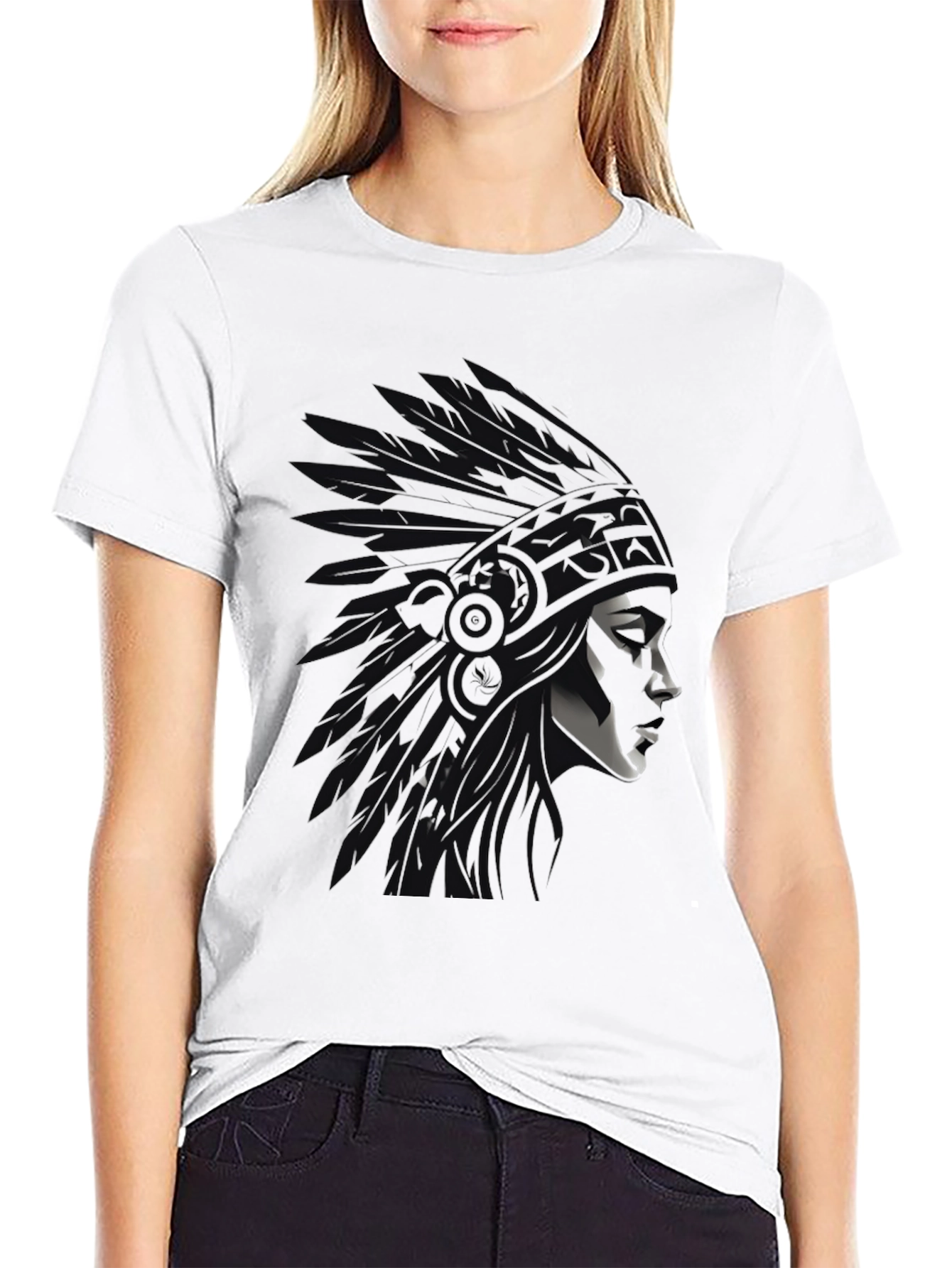 Black Native American Chief Graphic Tee - Black view 9
