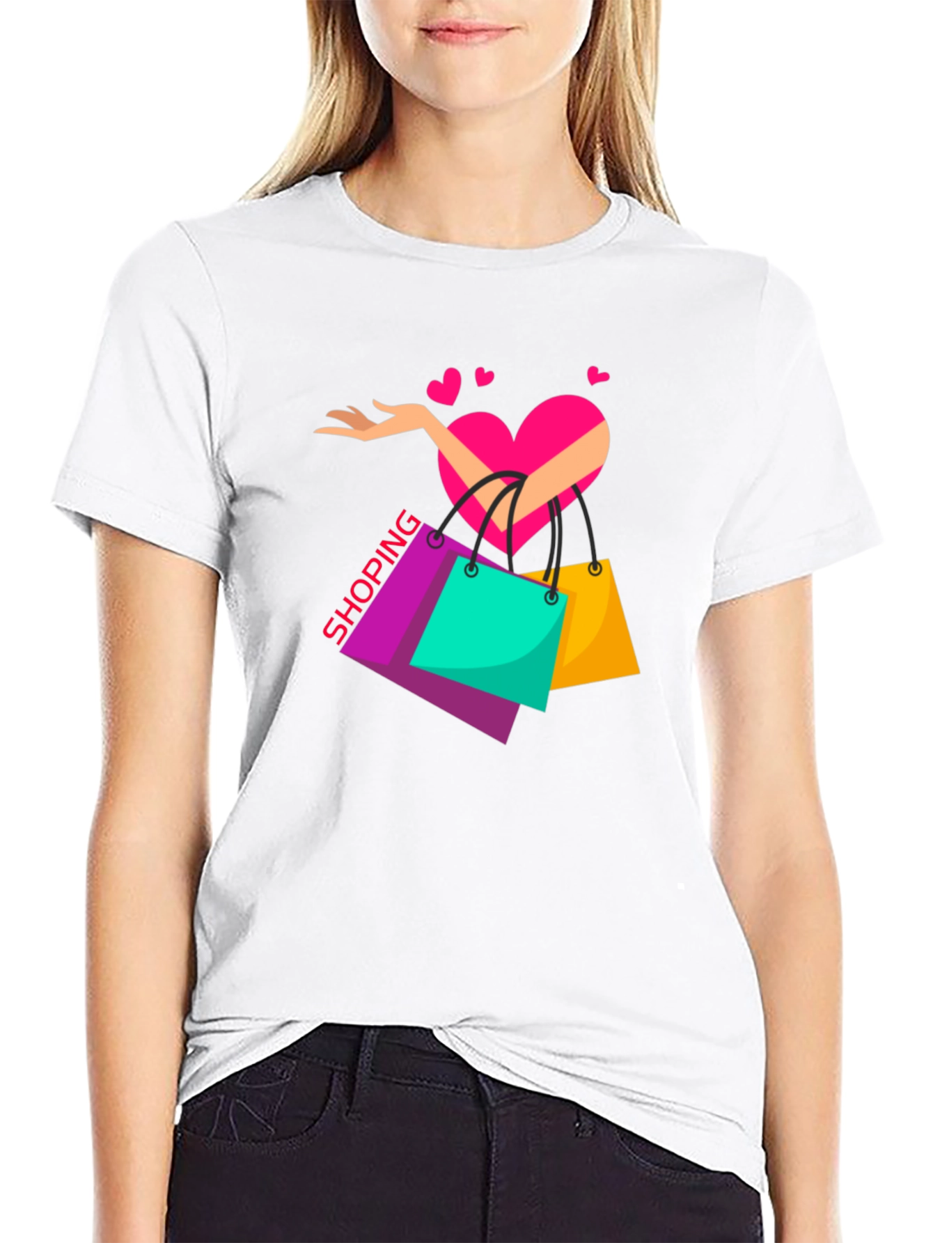 Black Shopping Lover's Black T-Shirt view 9