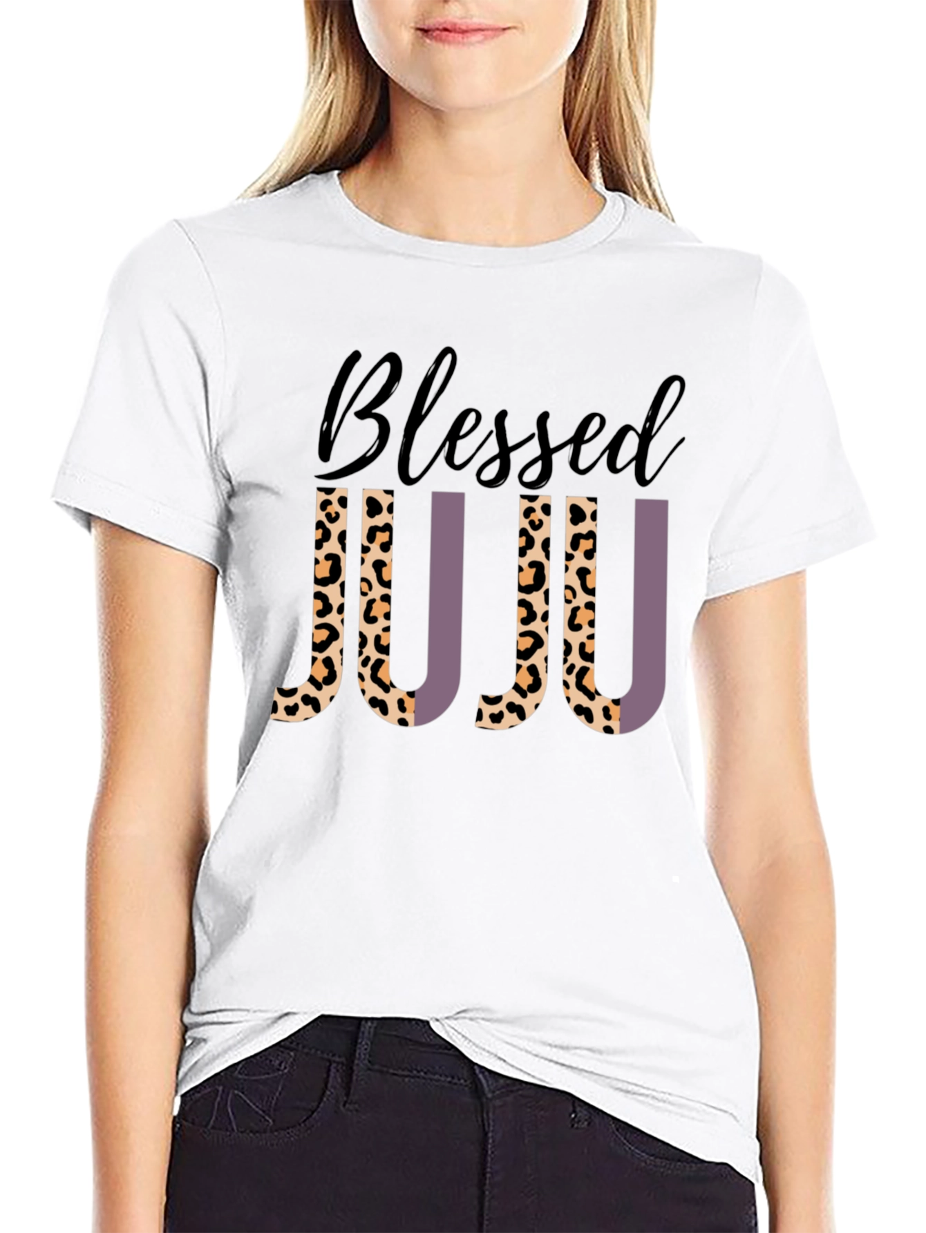 Black Blessed JUJU Leopard Print Graphic Tee view 9