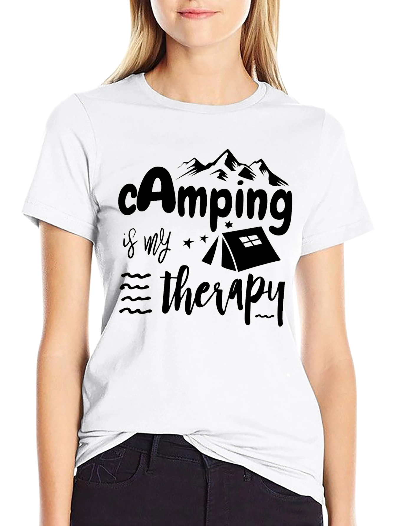 Black Camping is My Therapy Black T-Shirt view 9