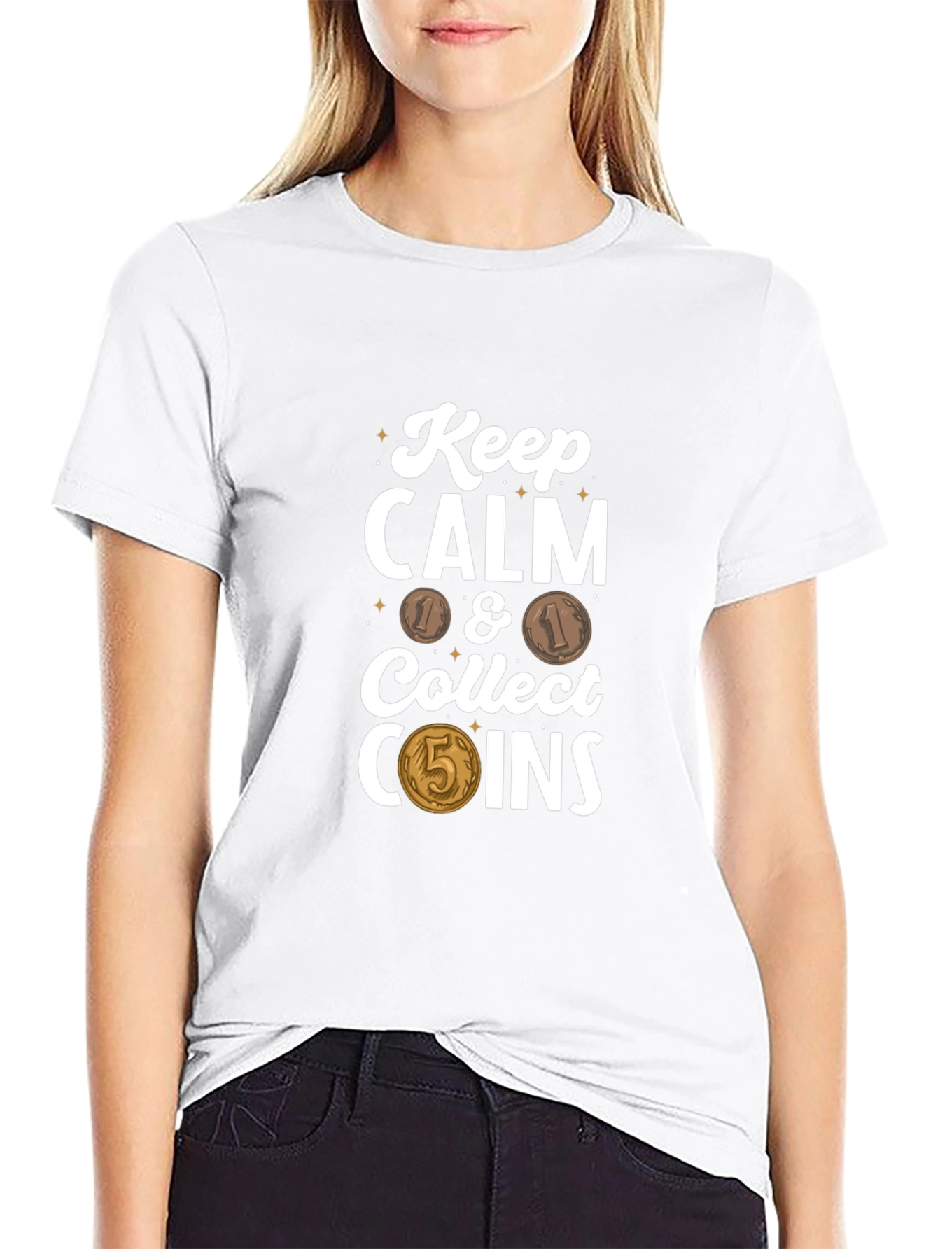 Black Keep Calm & Collect Coins T-Shirt view 9