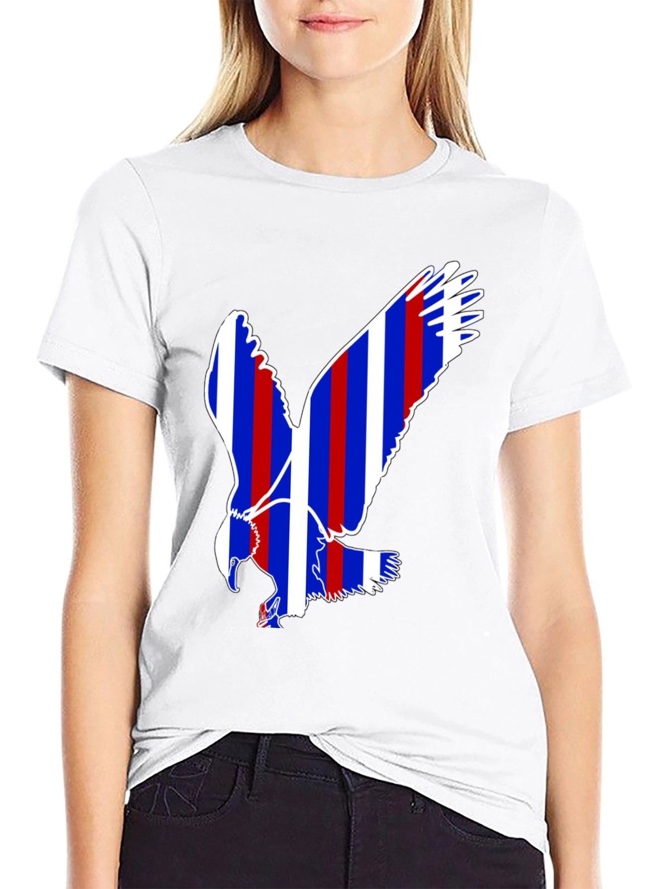 Black Patriotic Eagle Graphic Tee - Black Cotton Blend view 9