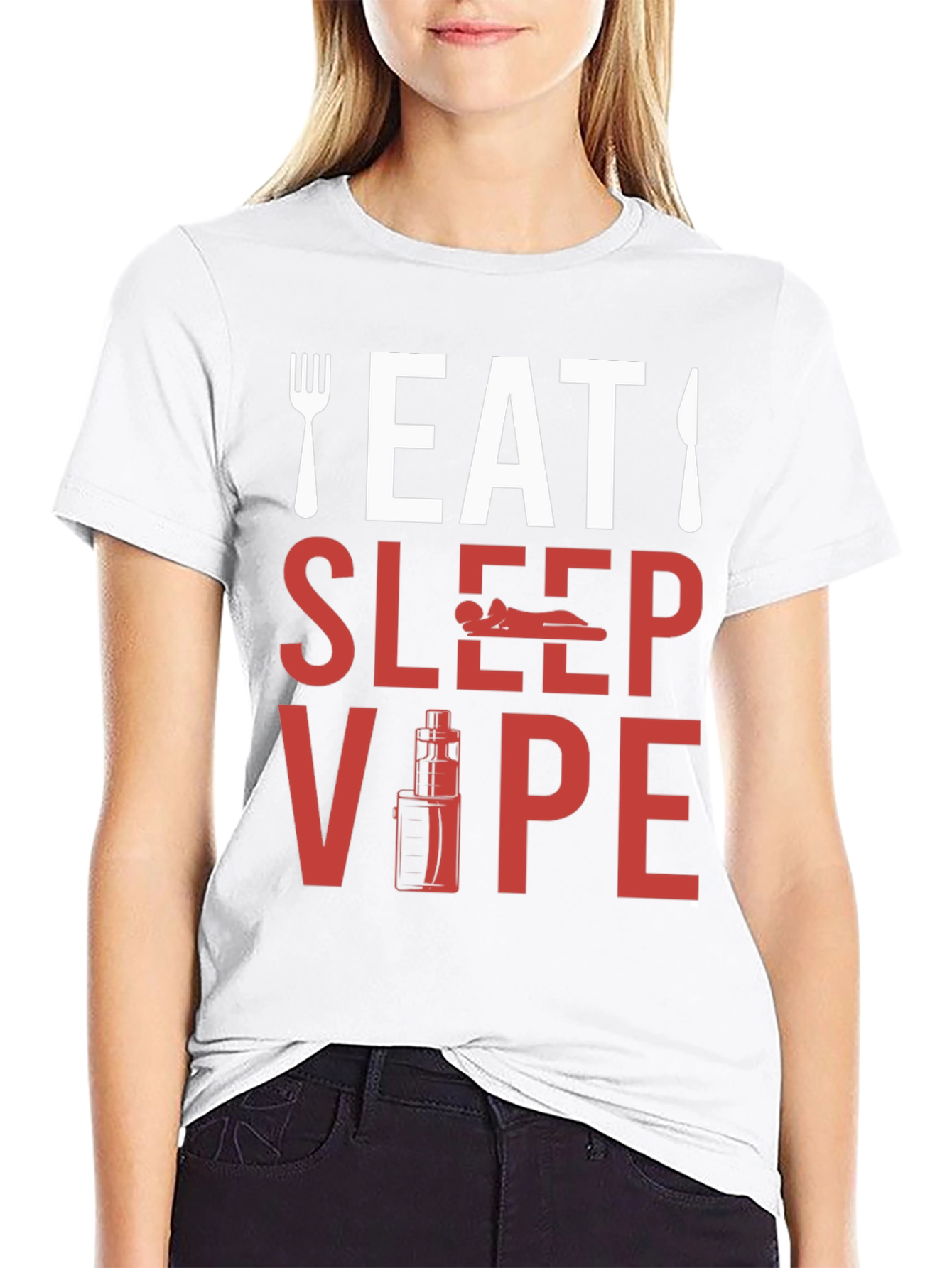 Black Eat Sleep Vape T-Shirt - Novelty Graphic Tee view 9