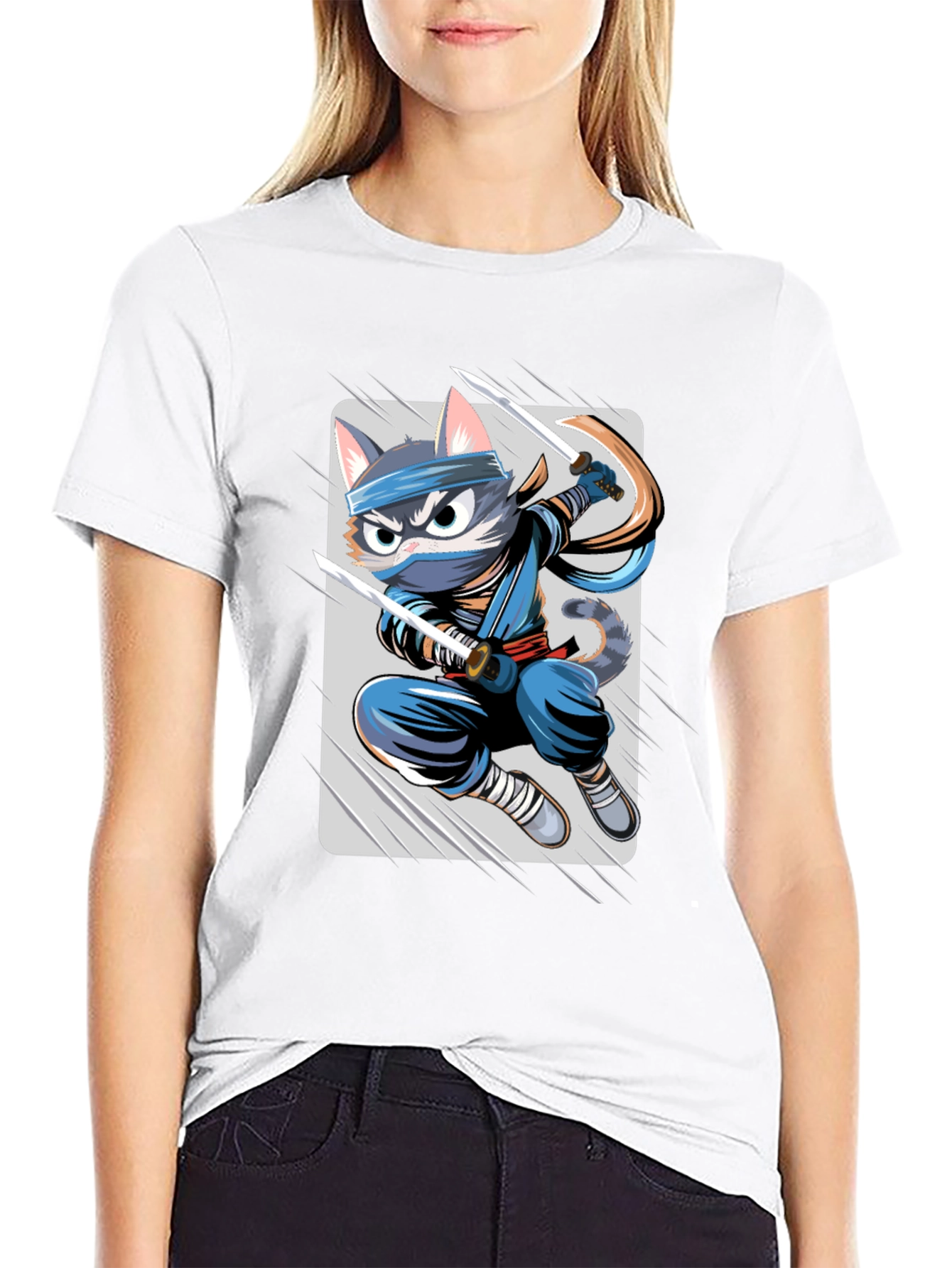Black Ninja Cat T-Shirt - Unique Cartoon Graphic Tee view 9