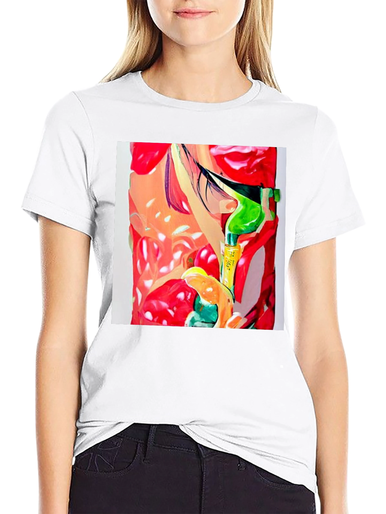 Black Abstract Print Men's Black T-Shirt view 9