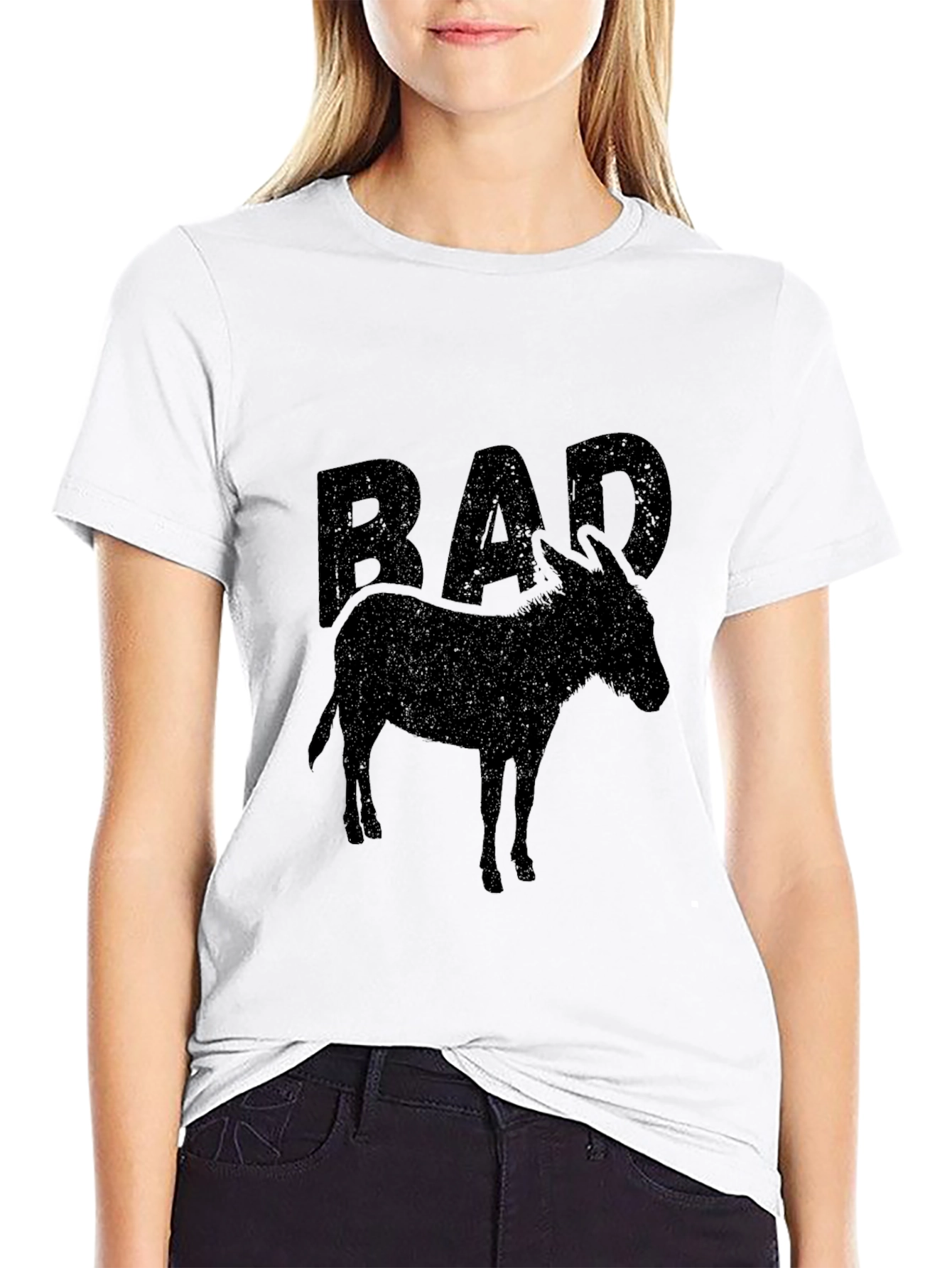 Black Bad A Donkey Graphic Tee - Black Crew Neck T-Shirt view 9