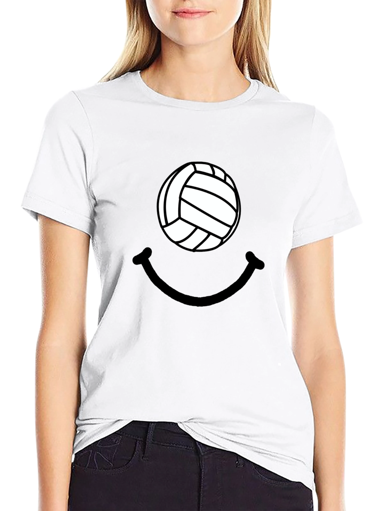 Black Volleyball Smiley Graphic Tee - Casual Comfort view 9