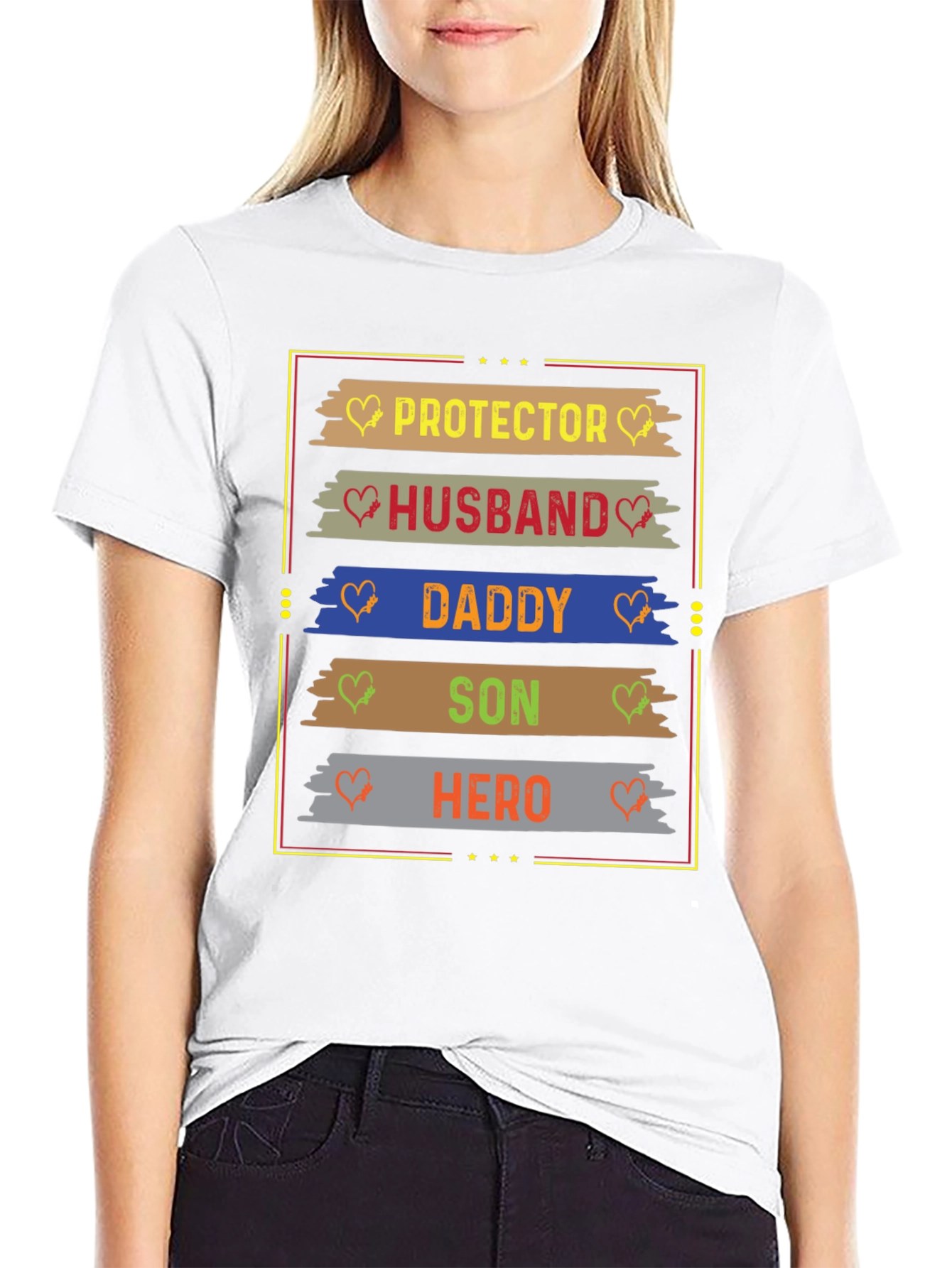 Black Protector Husband Daddy Hero Men's T-Shirt view 9