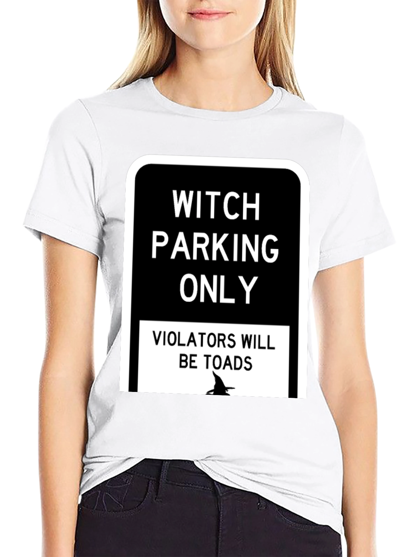 Black Witch Parking Only T-Shirt - Funny Halloween Tee view 9