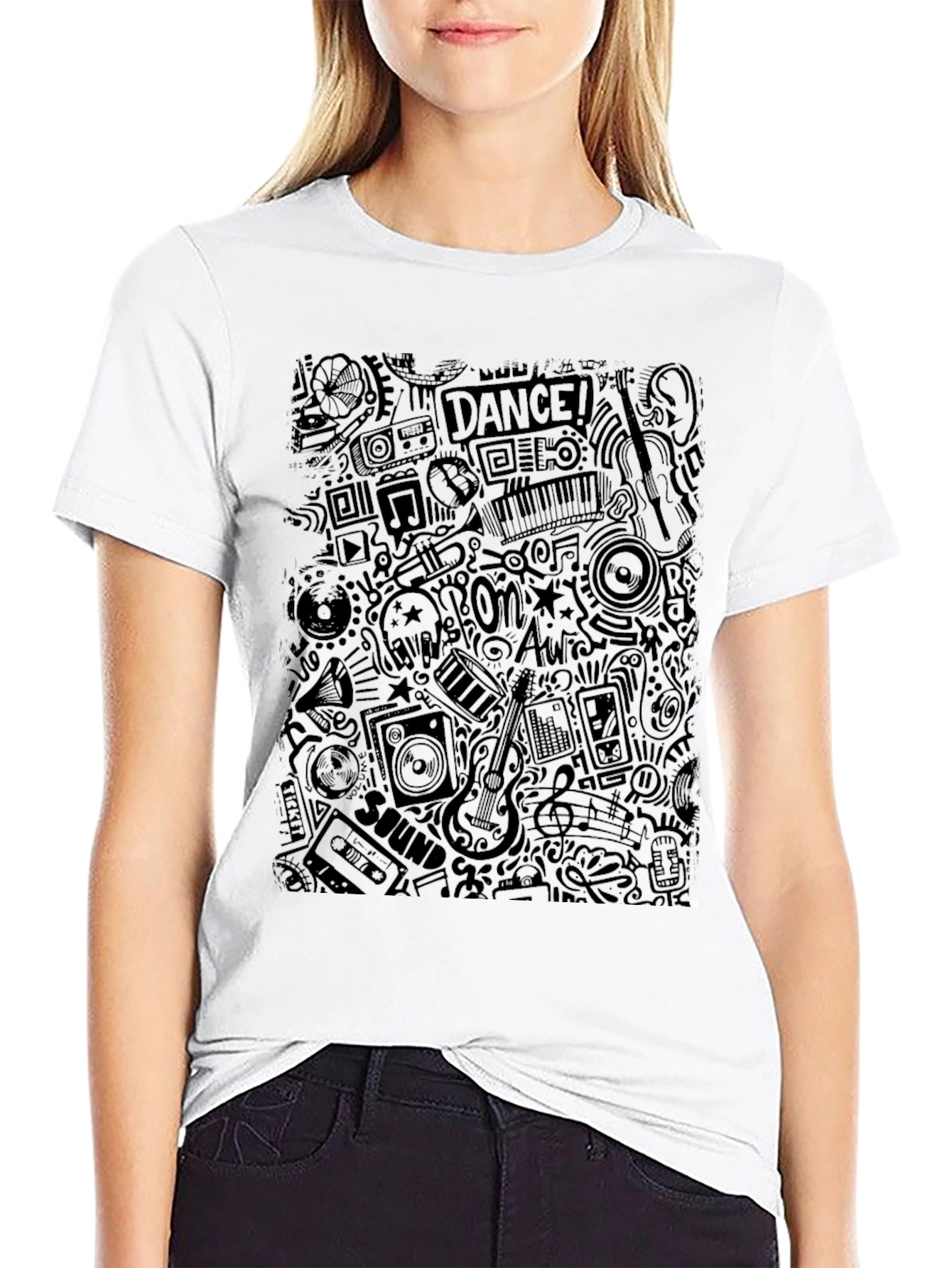 Black Music Doodle Graphic T-Shirt view 9