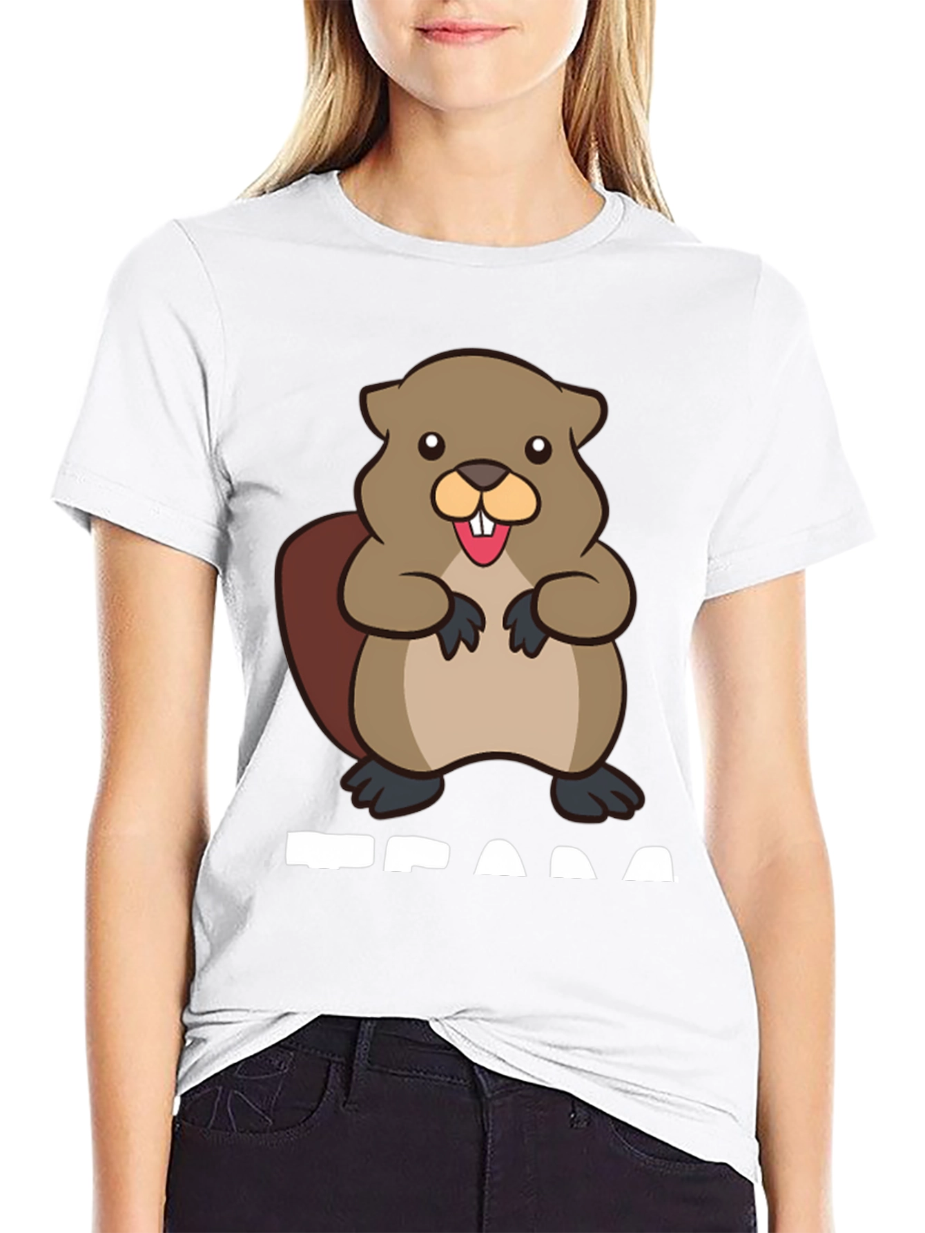Black Funny Beaver Graphic T-Shirt - Unisex Black Tee view 9
