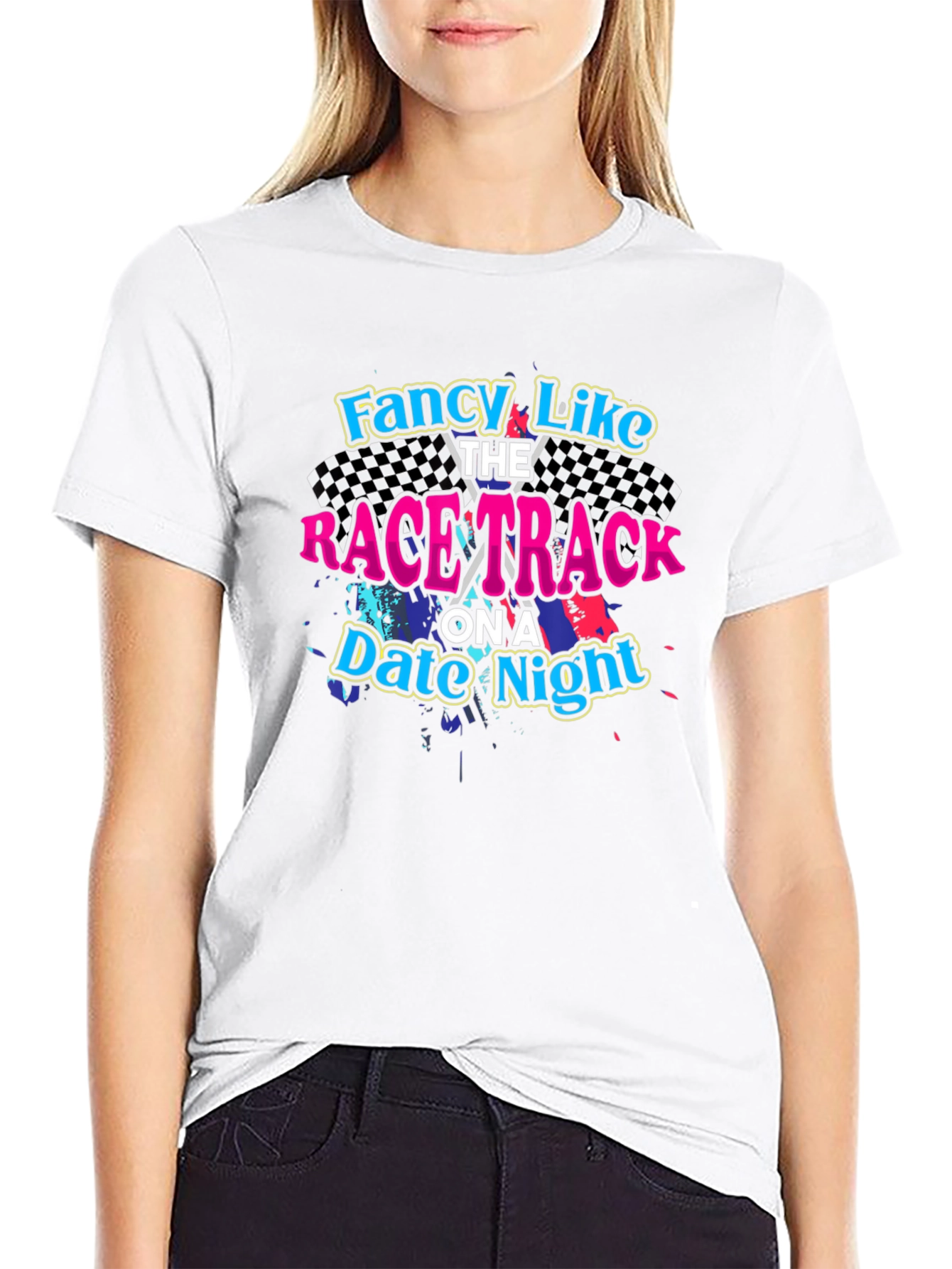 Black Fancy Like Race Track Date Night Black T-Shirt view 9