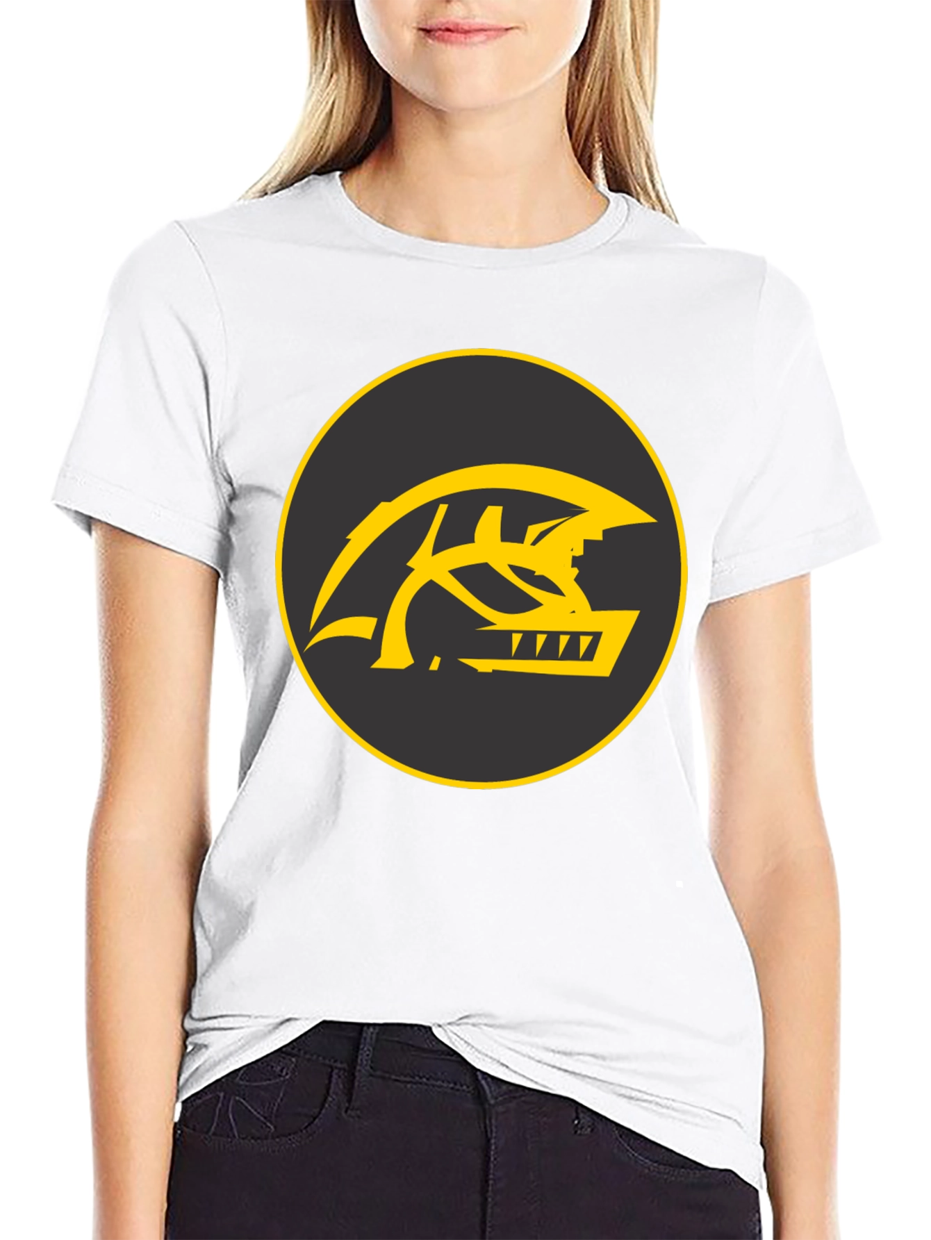 Black Men's Black T-Shirt with Yellow Monster Logo view 9