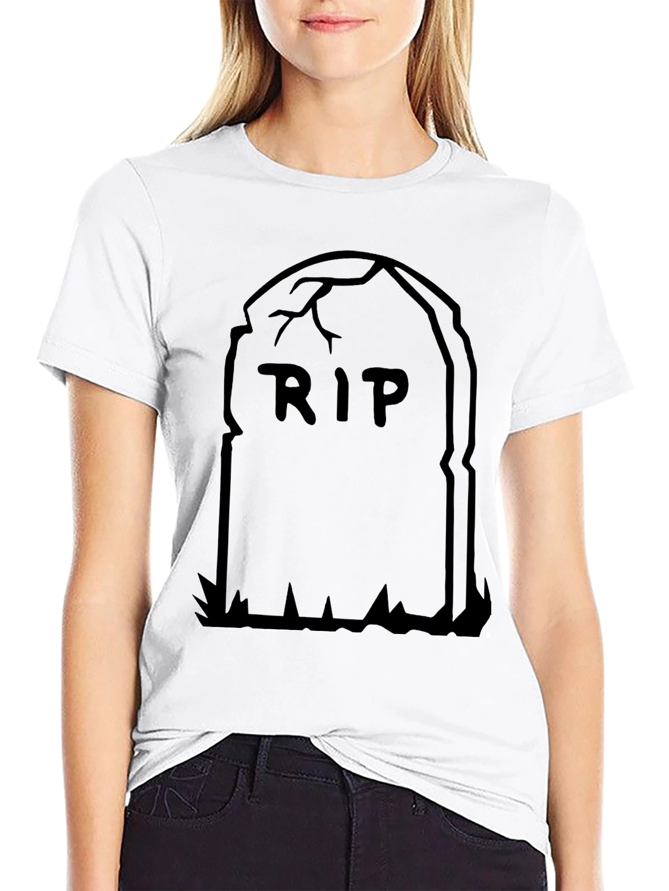 Black RIP Tombstone Graphic T-Shirt - Spooky Halloween Tee view 9