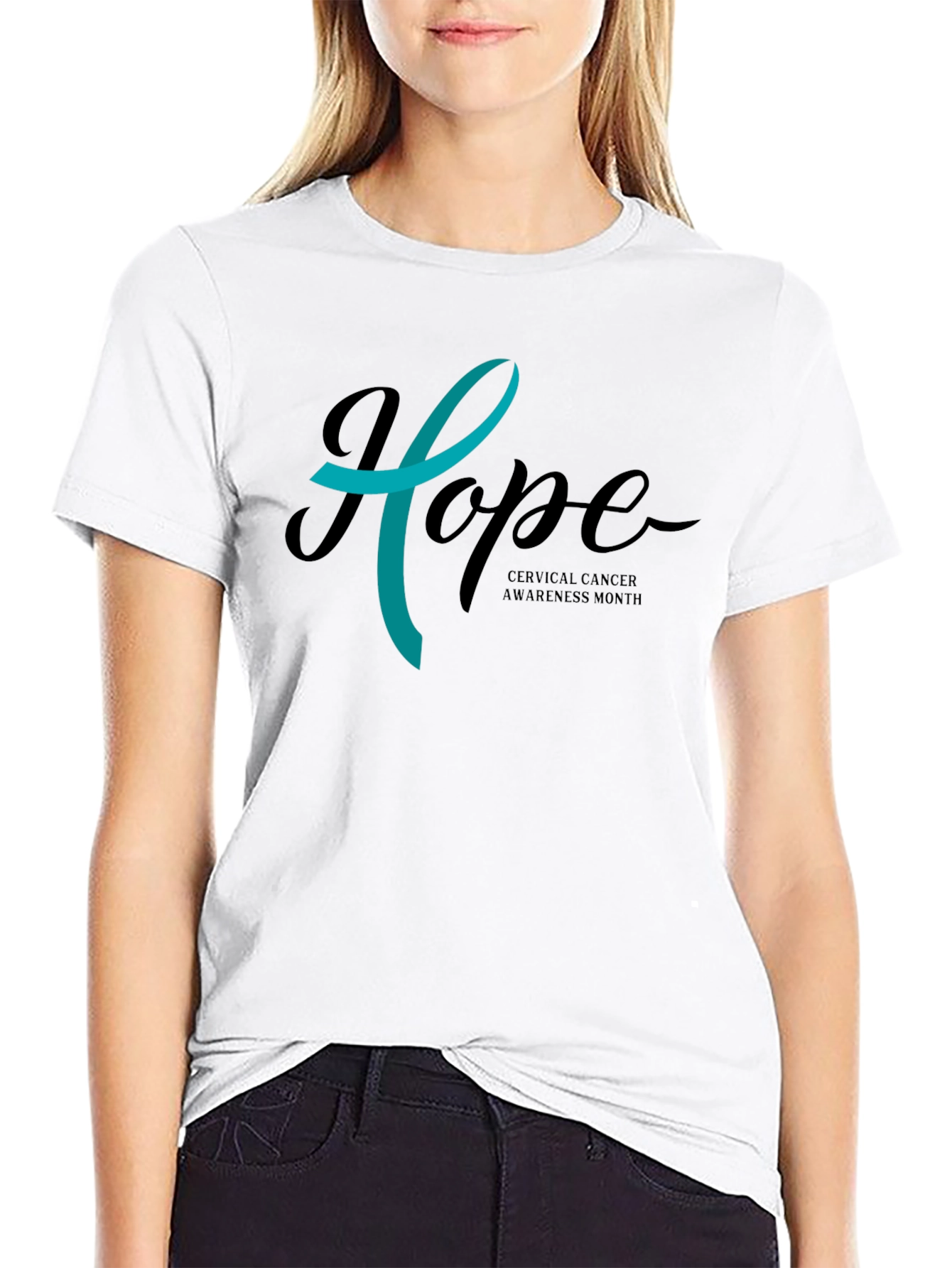 Black Cervical Cancer Awareness 'Hope' T-Shirt view 9