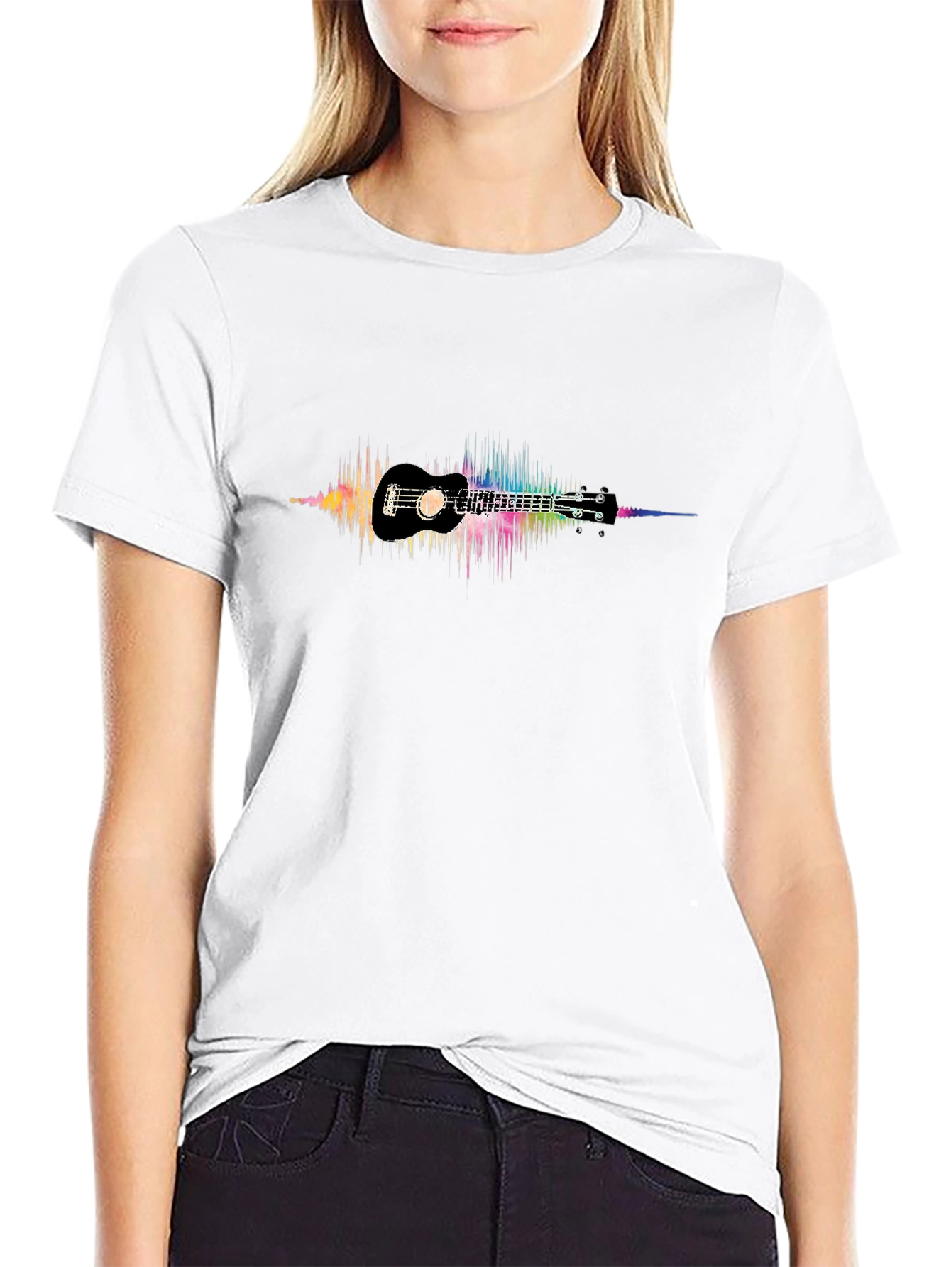 Black Ukulele Soundwave Graphic Tee view 9