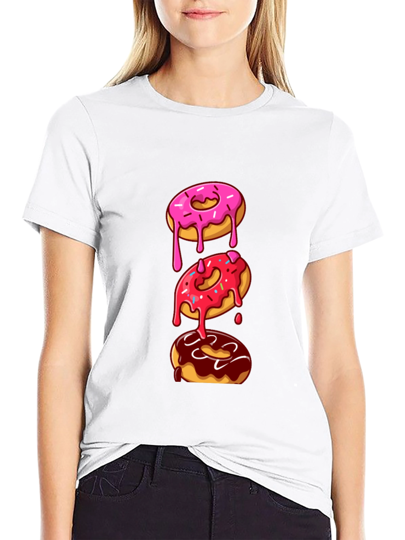 Black Donut Stack Graphic Tee - Fun & Trendy Style view 9