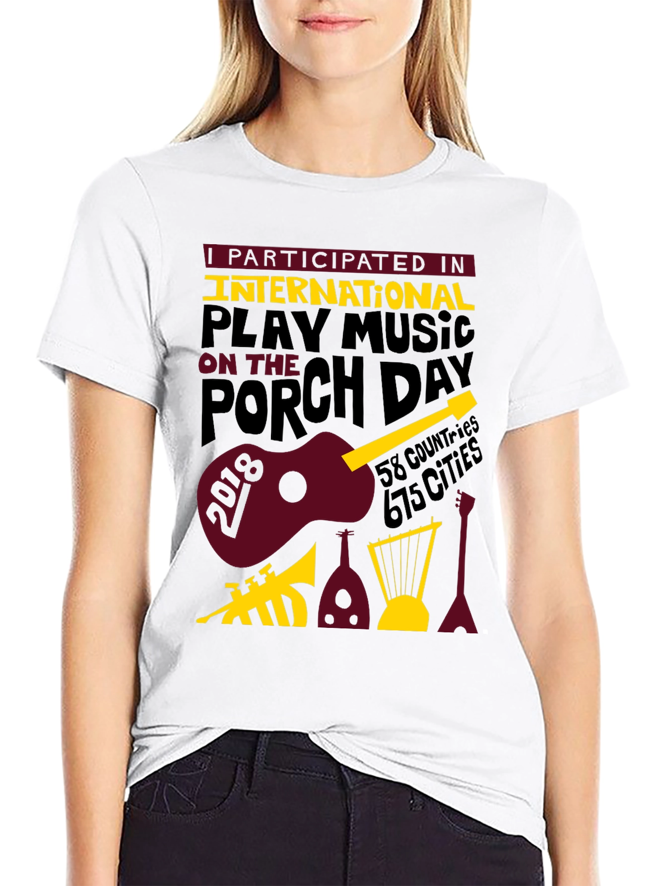 Black International Play Music On The Porch Day T-Shirt view 9