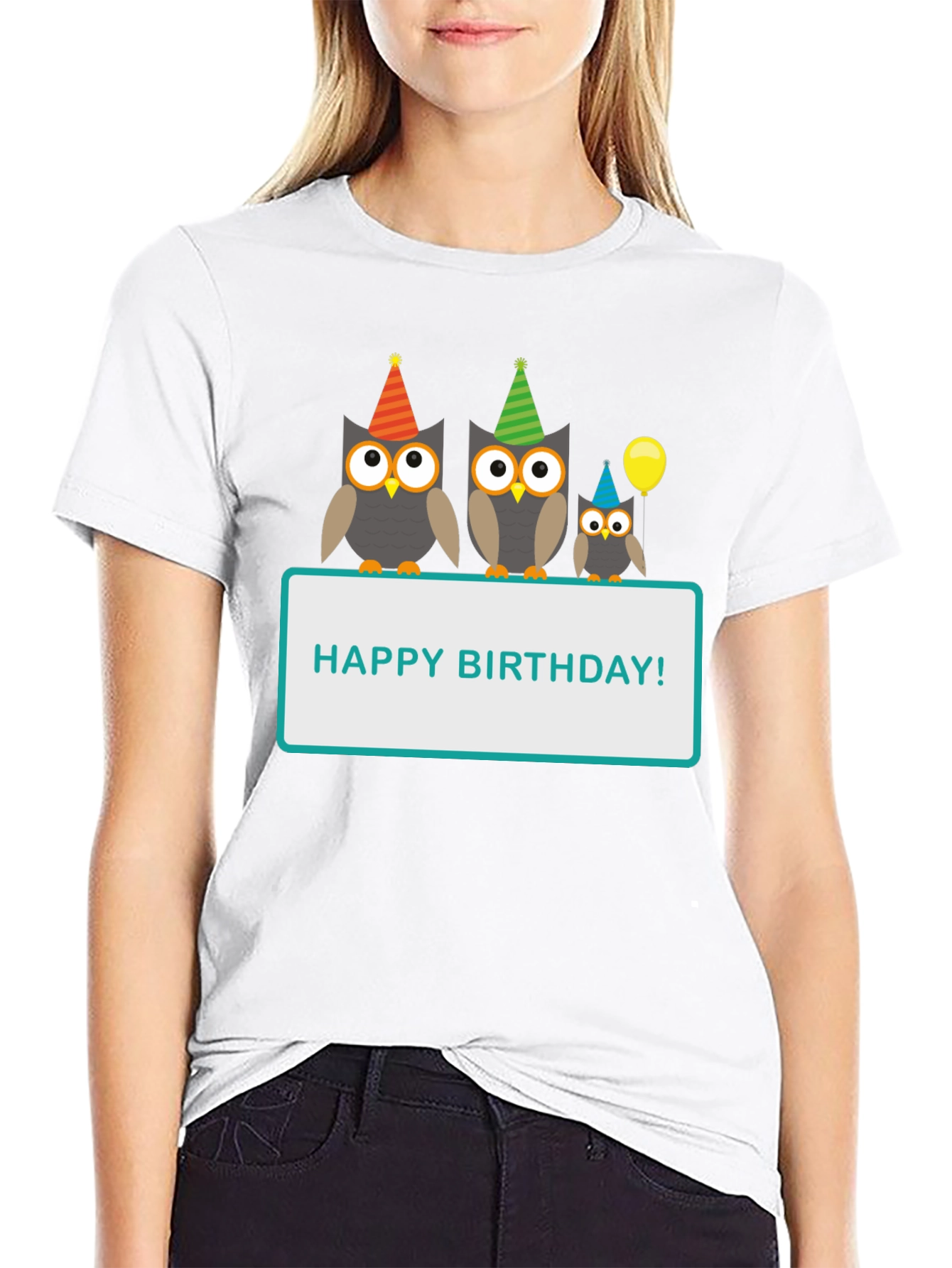 Black Happy Birthday Owl T-Shirt view 9