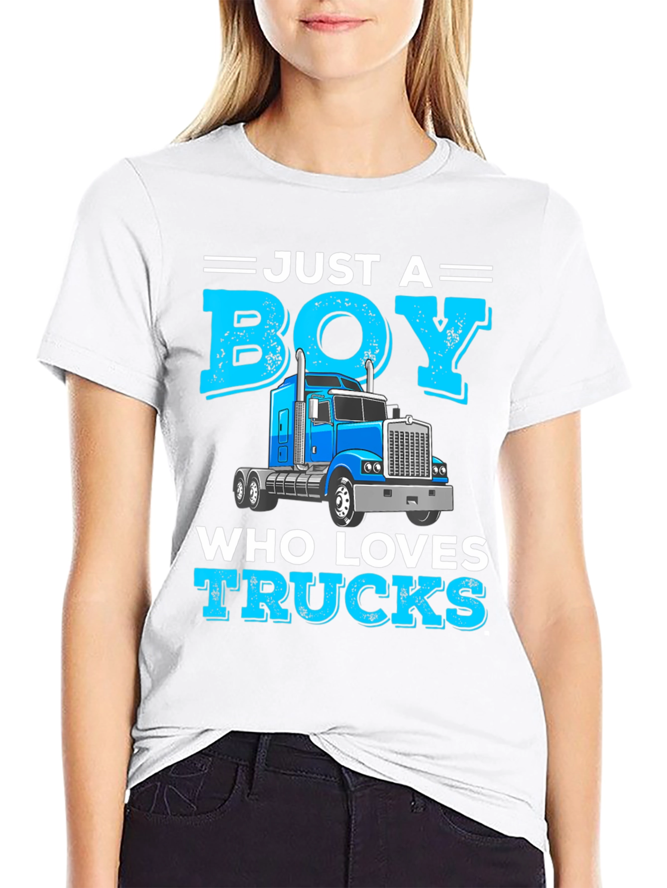 Black Just a Boy Who Loves Trucks T-Shirt view 9