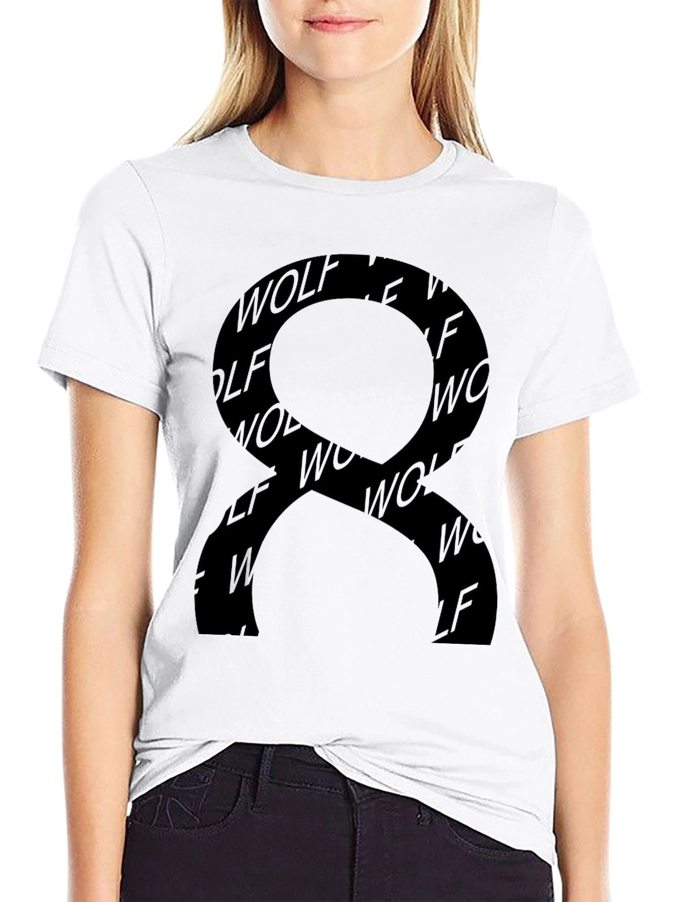 Black Wolf Graphic Print Black T-Shirt view 9