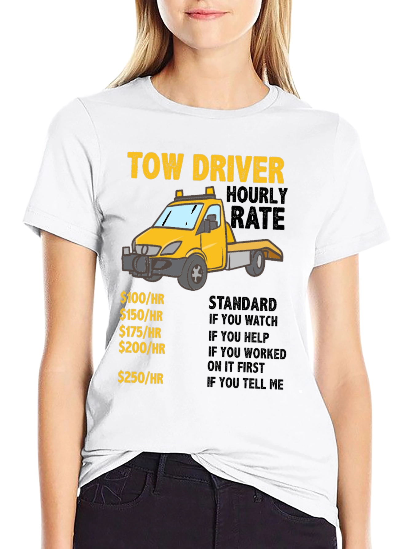 Black Tow Driver Hourly Rate T-Shirt view 9