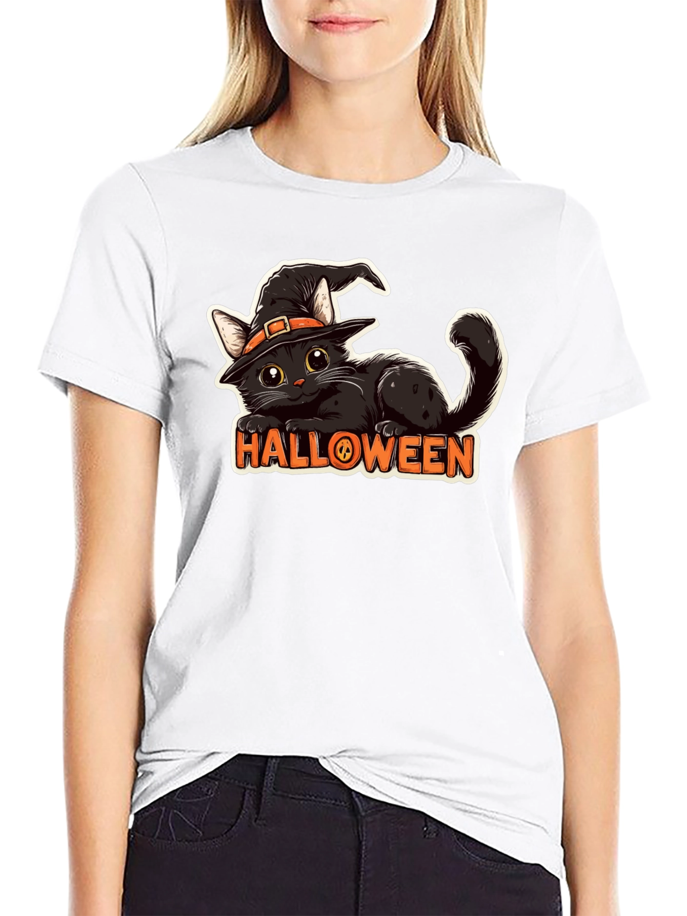 Black Halloween Cat T-Shirt - Spooky & Stylish! view 9