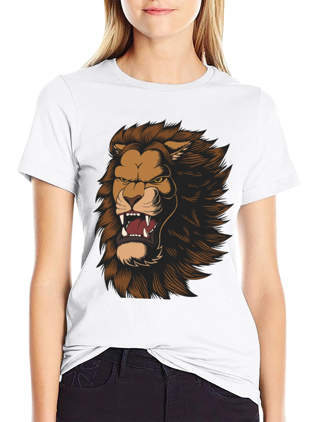 Black Lion Graphic Print Black T-Shirt view 9