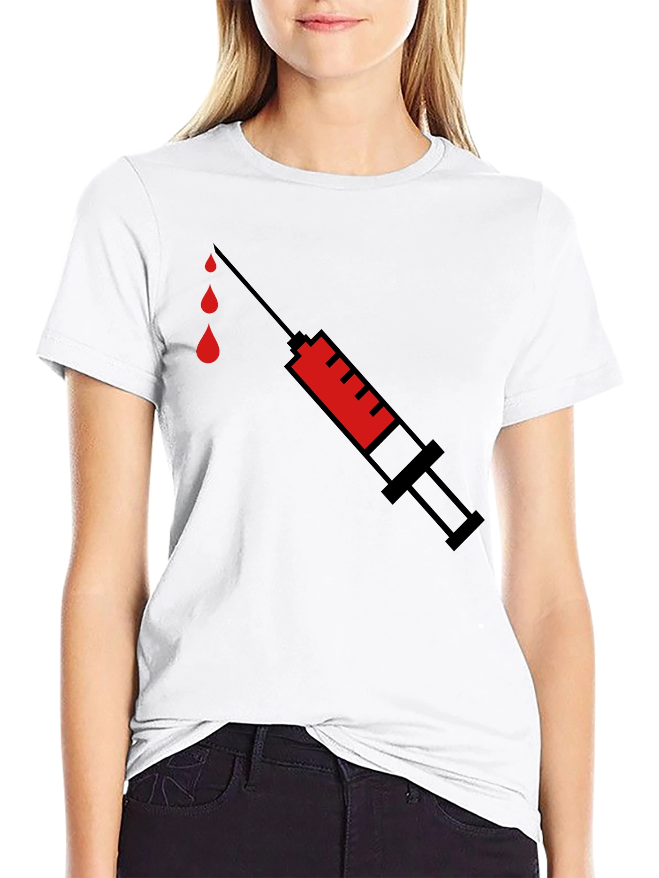 Black Syringe Graphic Tee - Black Cotton T-Shirt view 9
