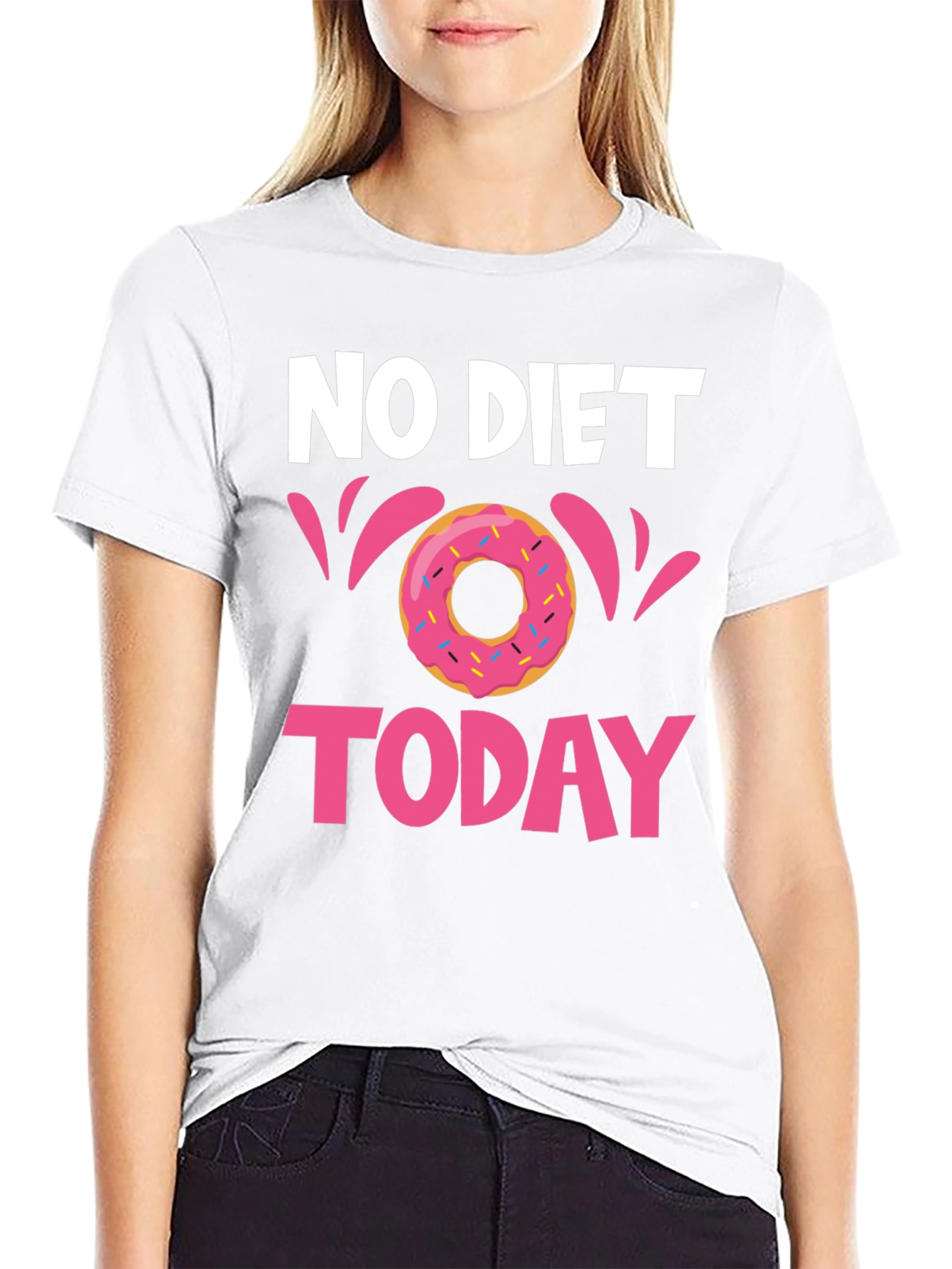 Black No Diet Today Donut T-Shirt - Fun Casual Tee view 9