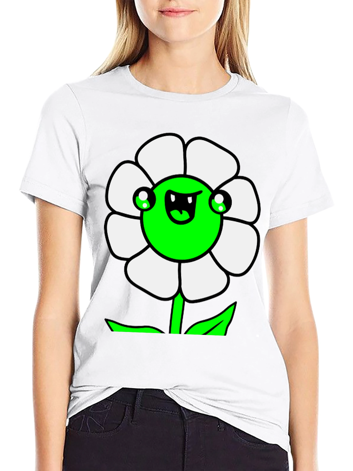 Black Funny Flower Graphic T-Shirt view 9