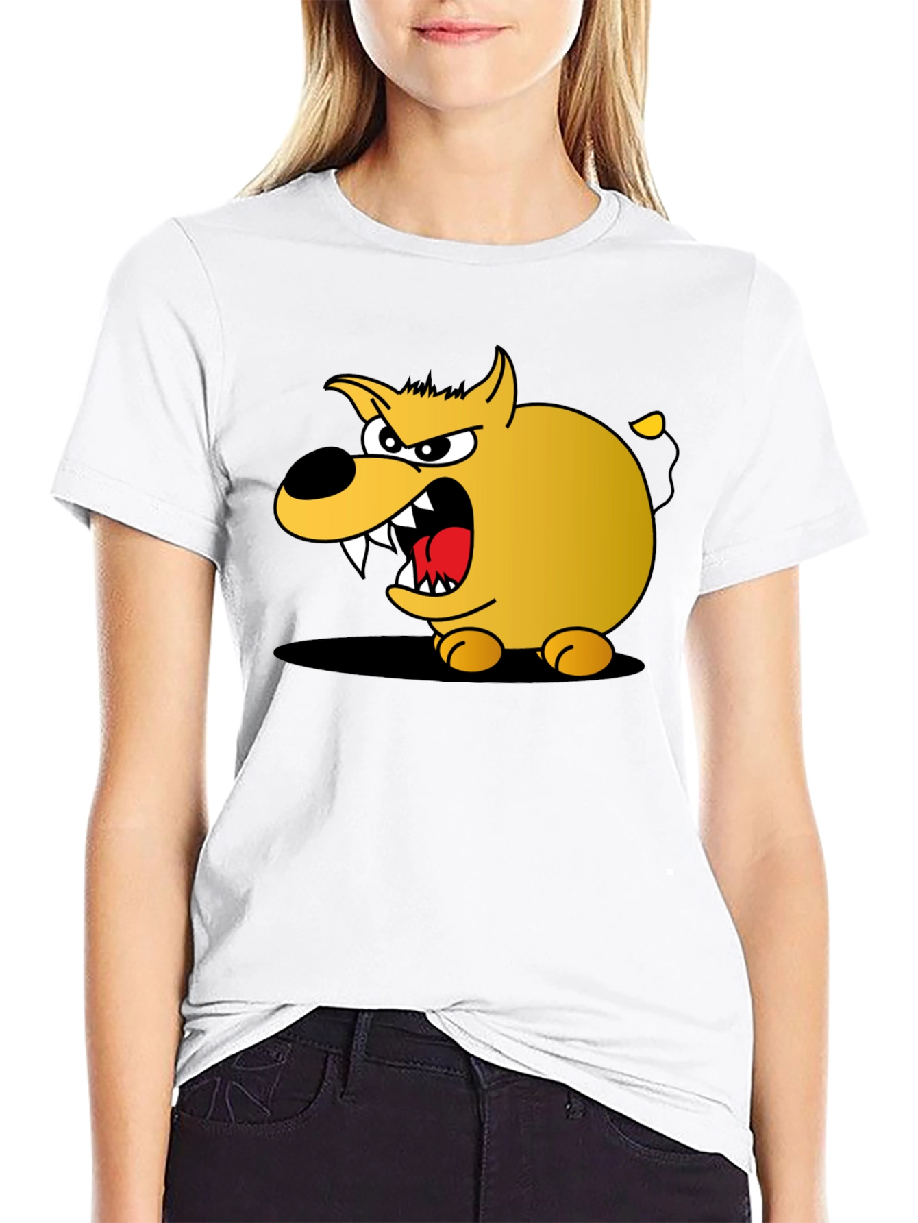 Black Cartoon Dog Graphic T-Shirt - Black Cotton Tee view 9