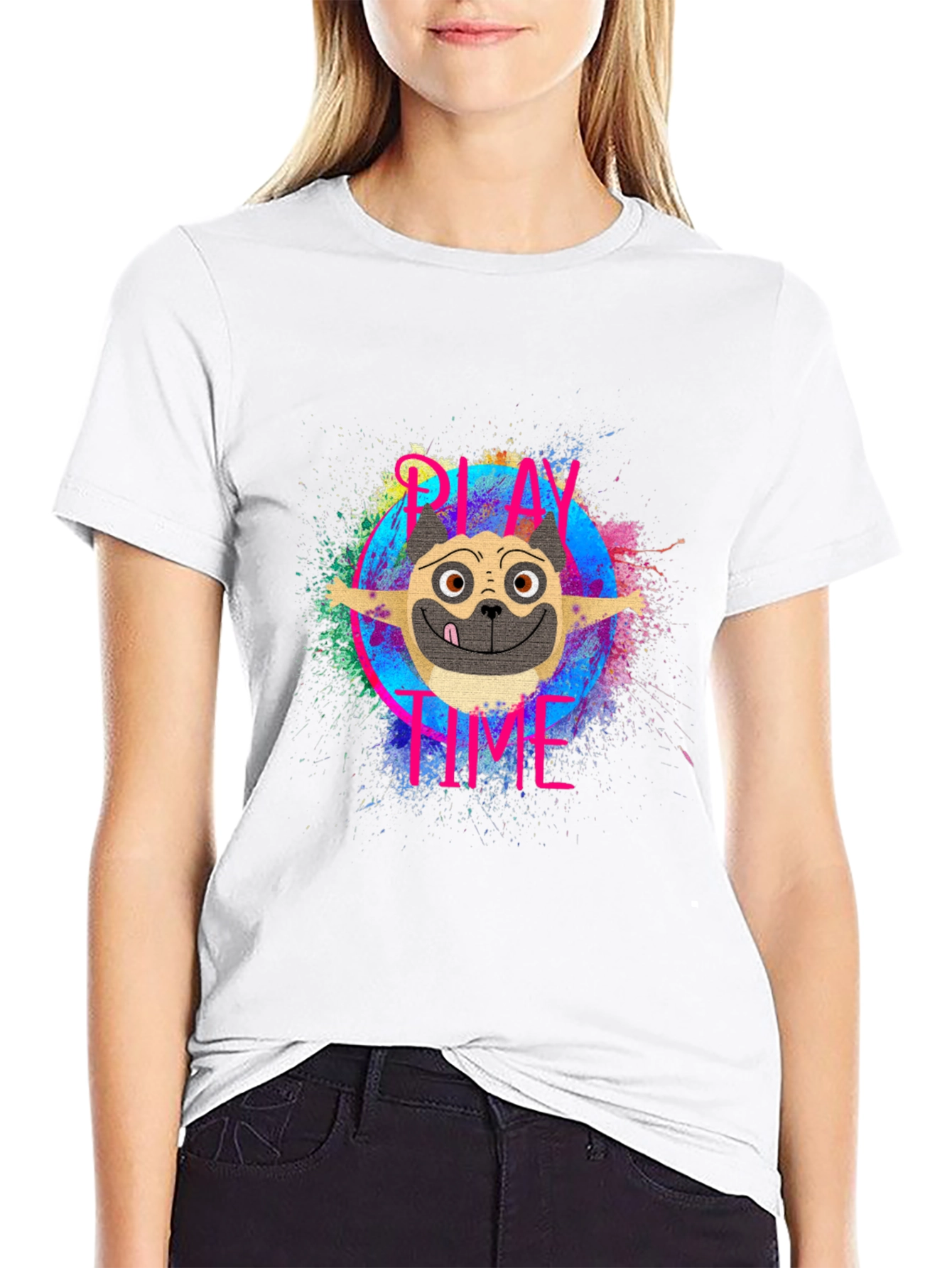 Black Play Time Dog Graphic T-Shirt view 9