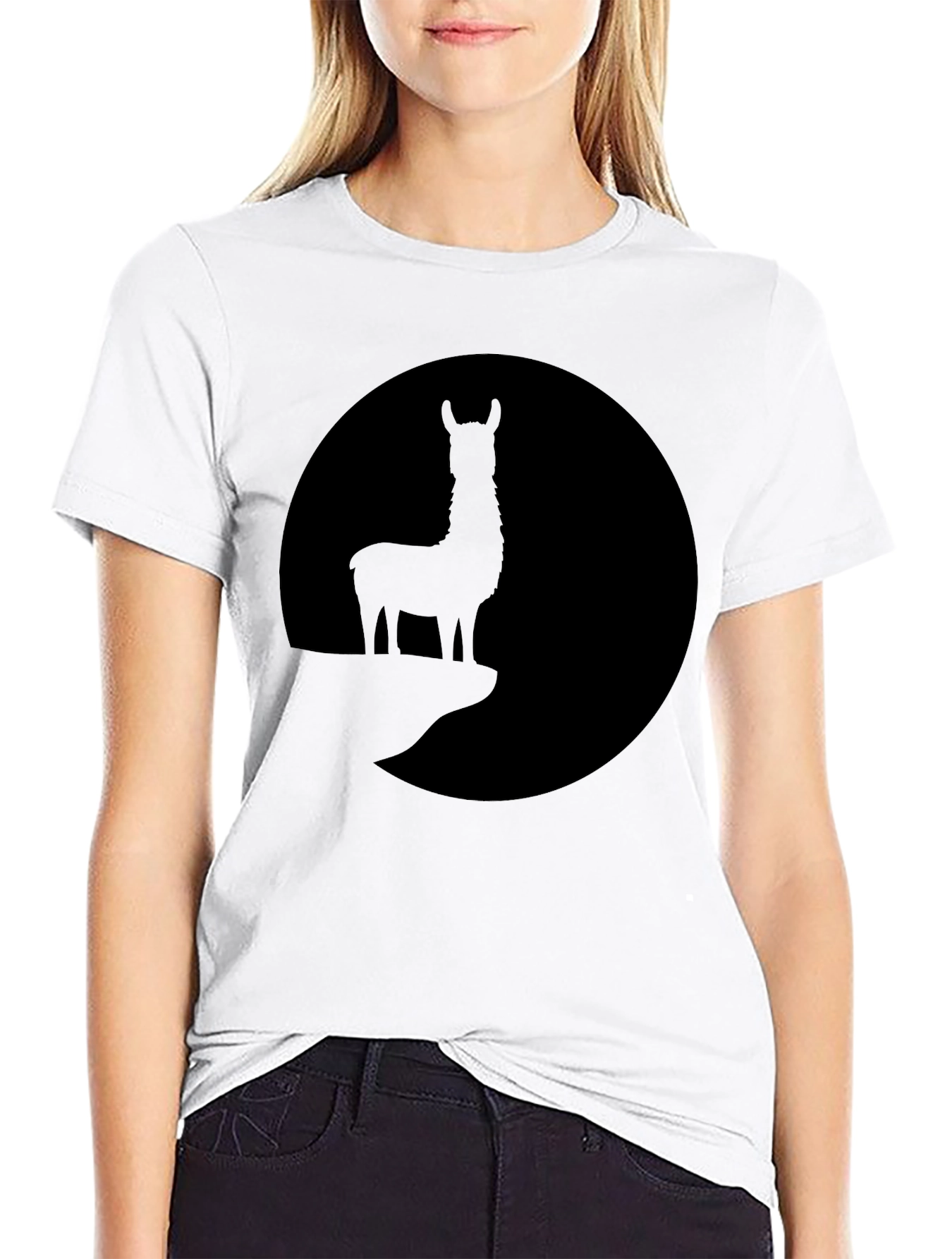 Black Llama Silhouette Graphic Tee - Black T-Shirt view 9
