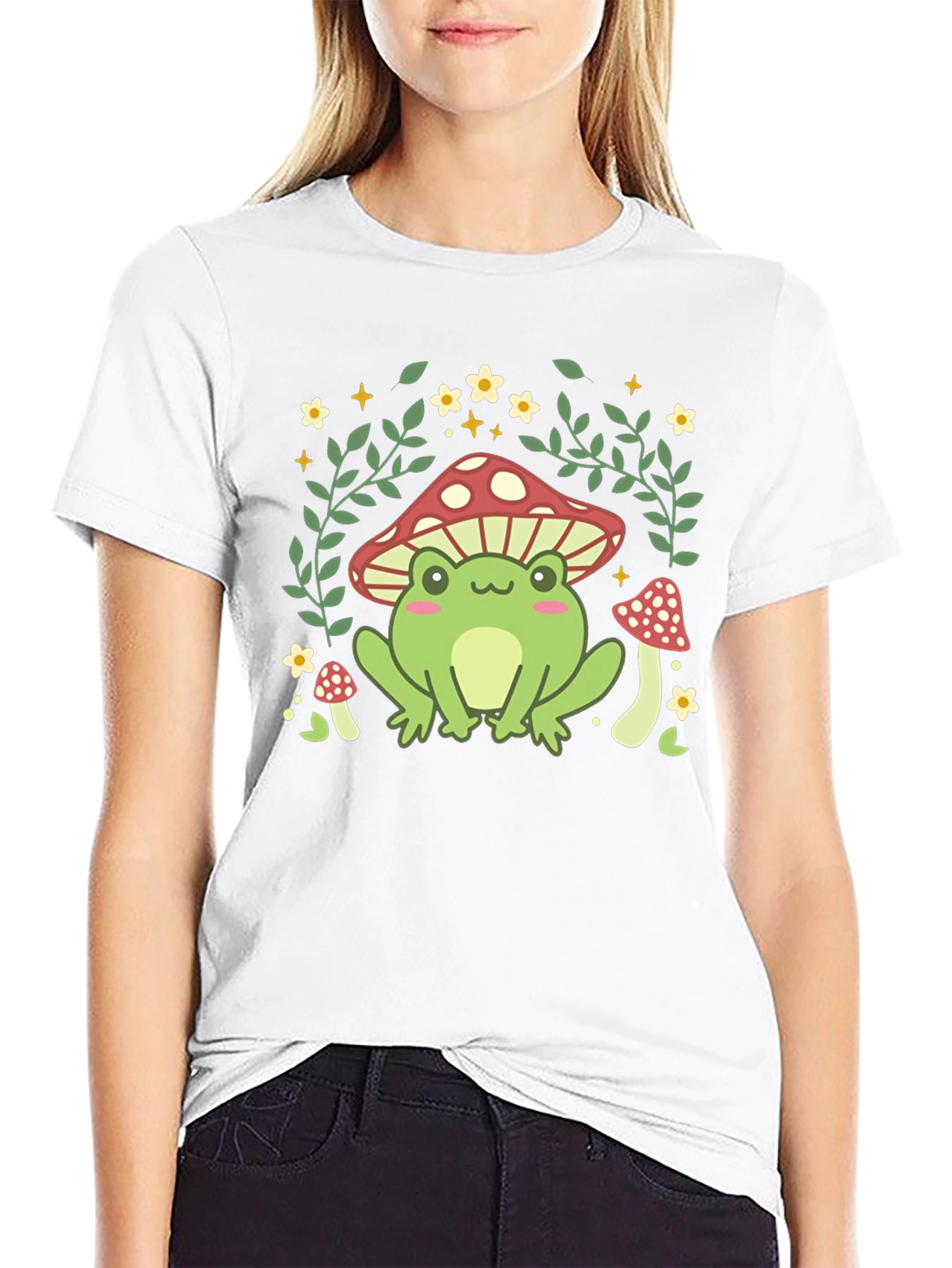 Mushroom Frog Graphic Tee - Cute Nature Design - 9