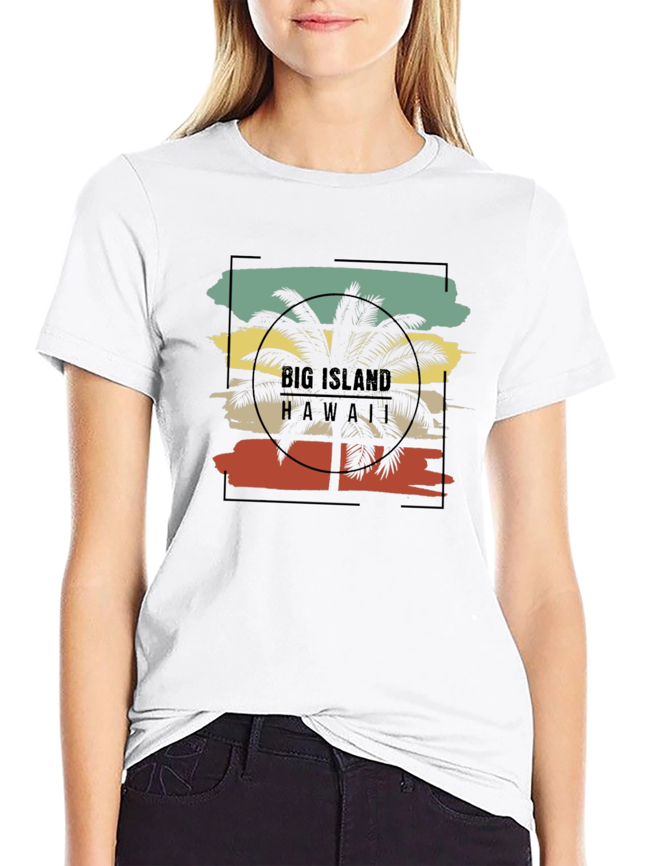 Black Big Island Hawaii Palm Tree Graphic Tee view 9