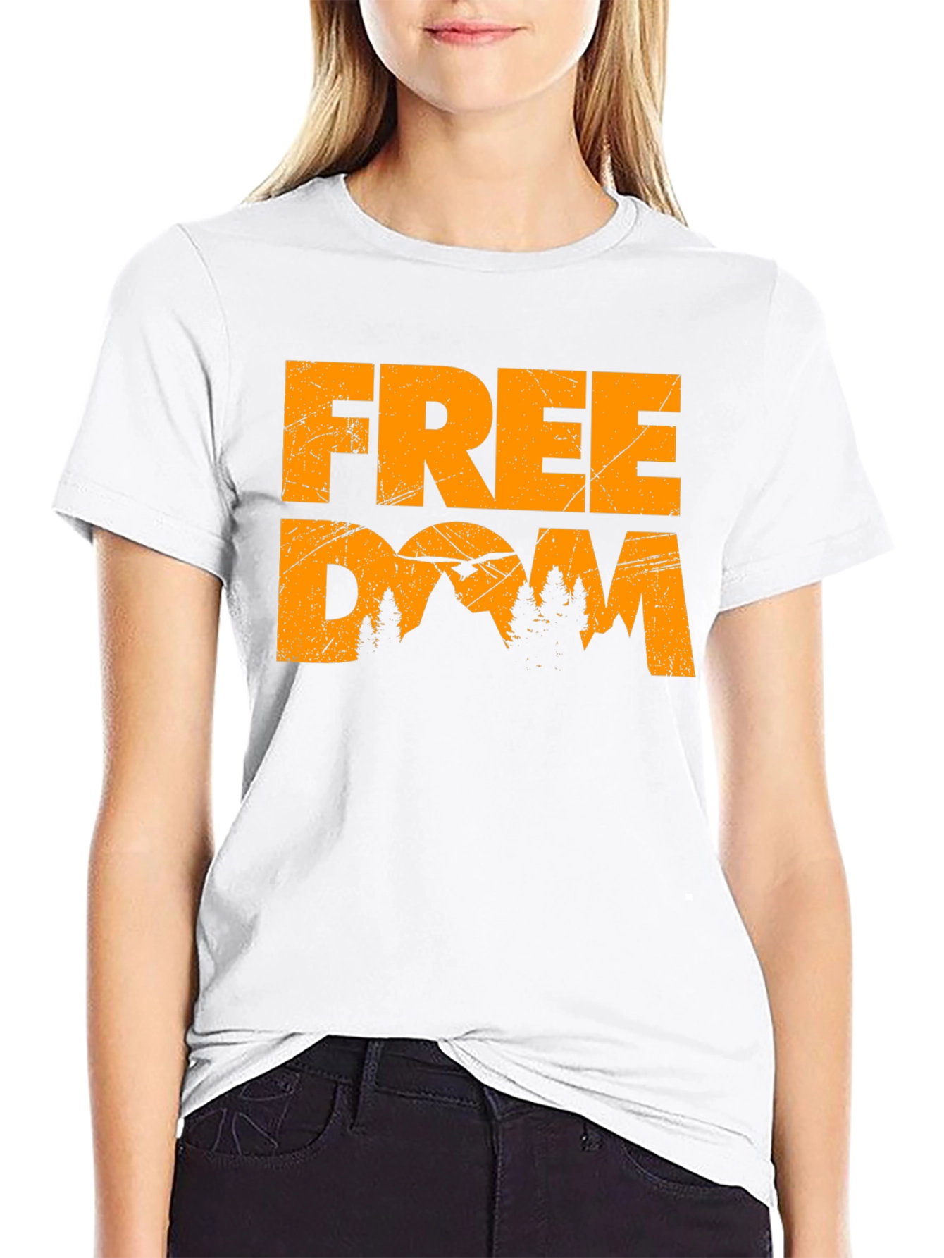 Black Freedom Mountain Graphic Tee - Black view 9