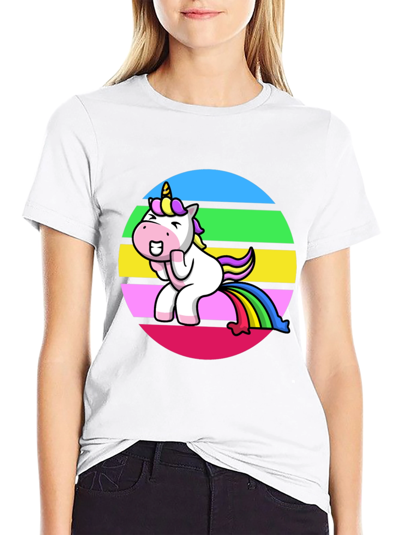 Black Unicorn Rainbow Humor Graphic Tee view 9