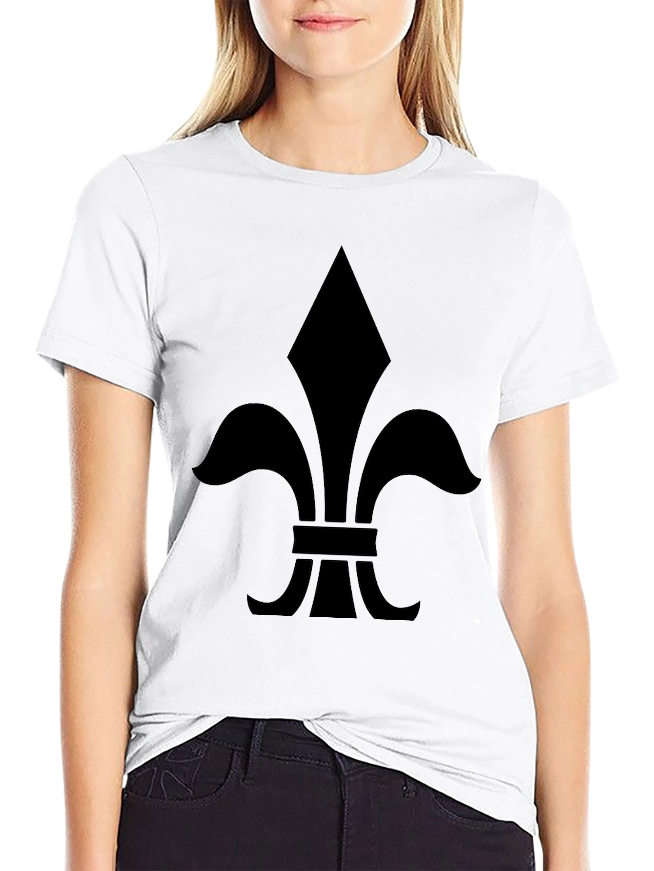 Black Fleur-de-lis Graphic Black T-Shirt view 9