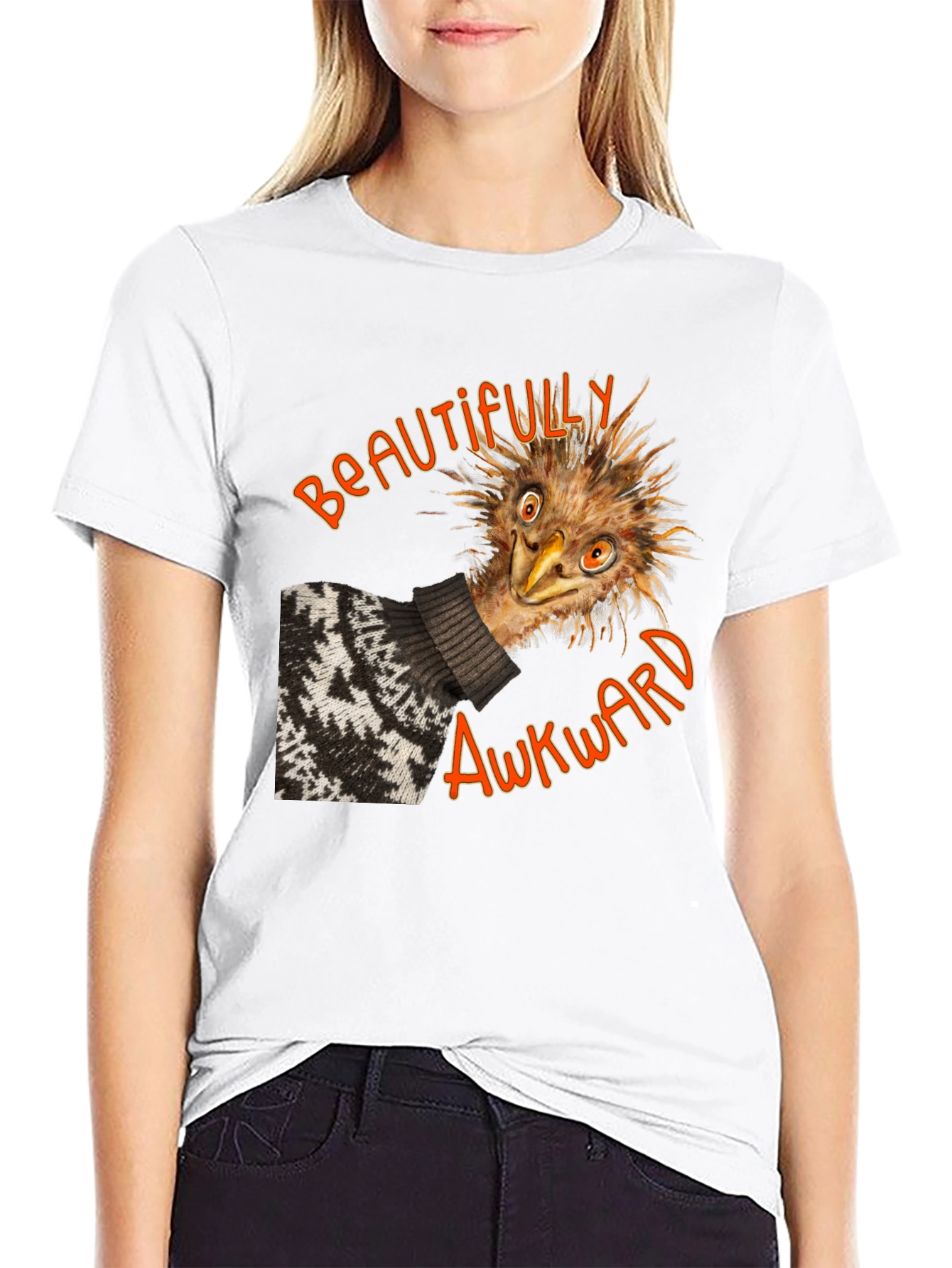 Black Beautifully Awkward Emu Graphic Tee view 9