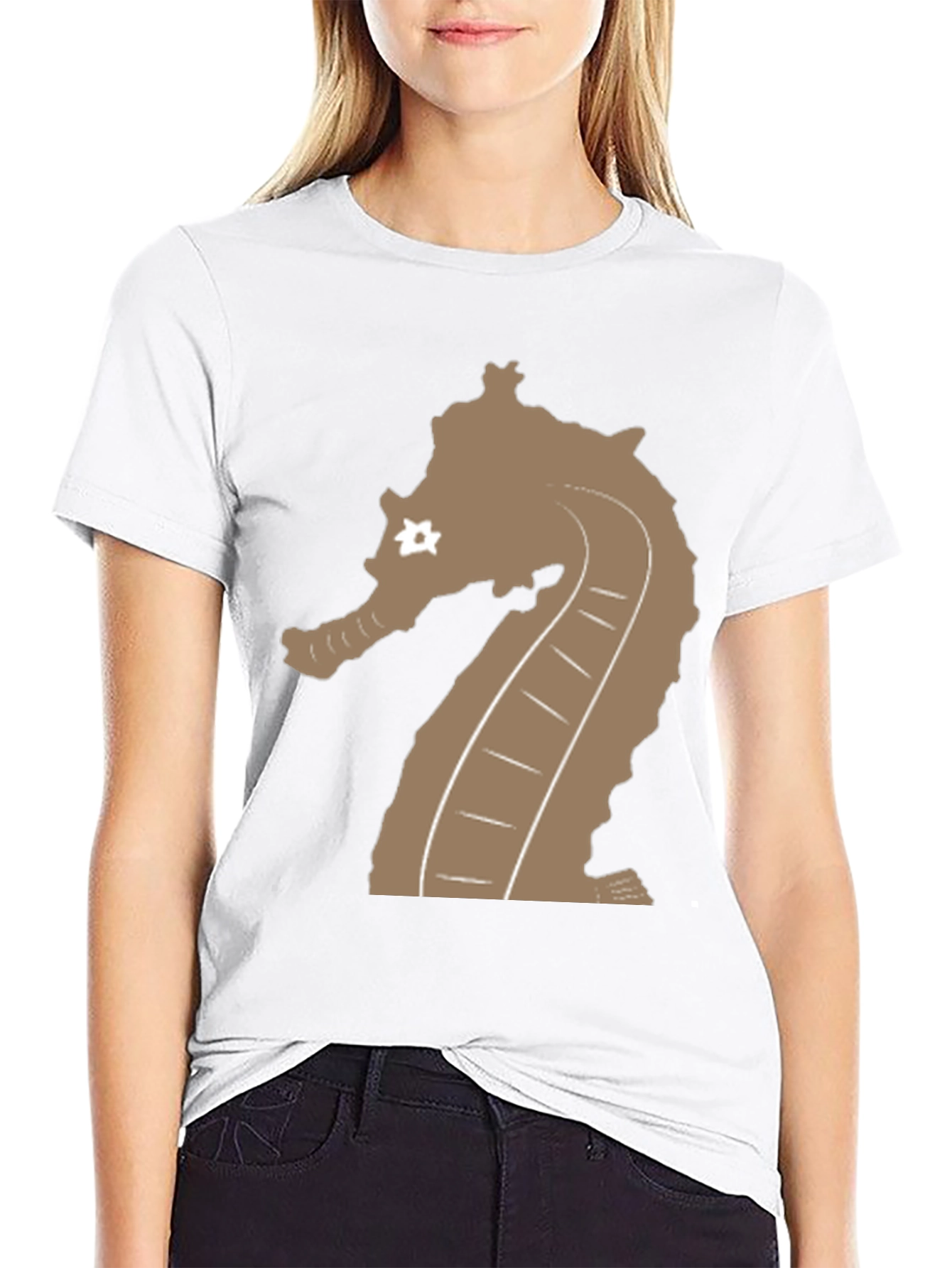 Black Black T-Shirt with Seahorse Graphic view 9