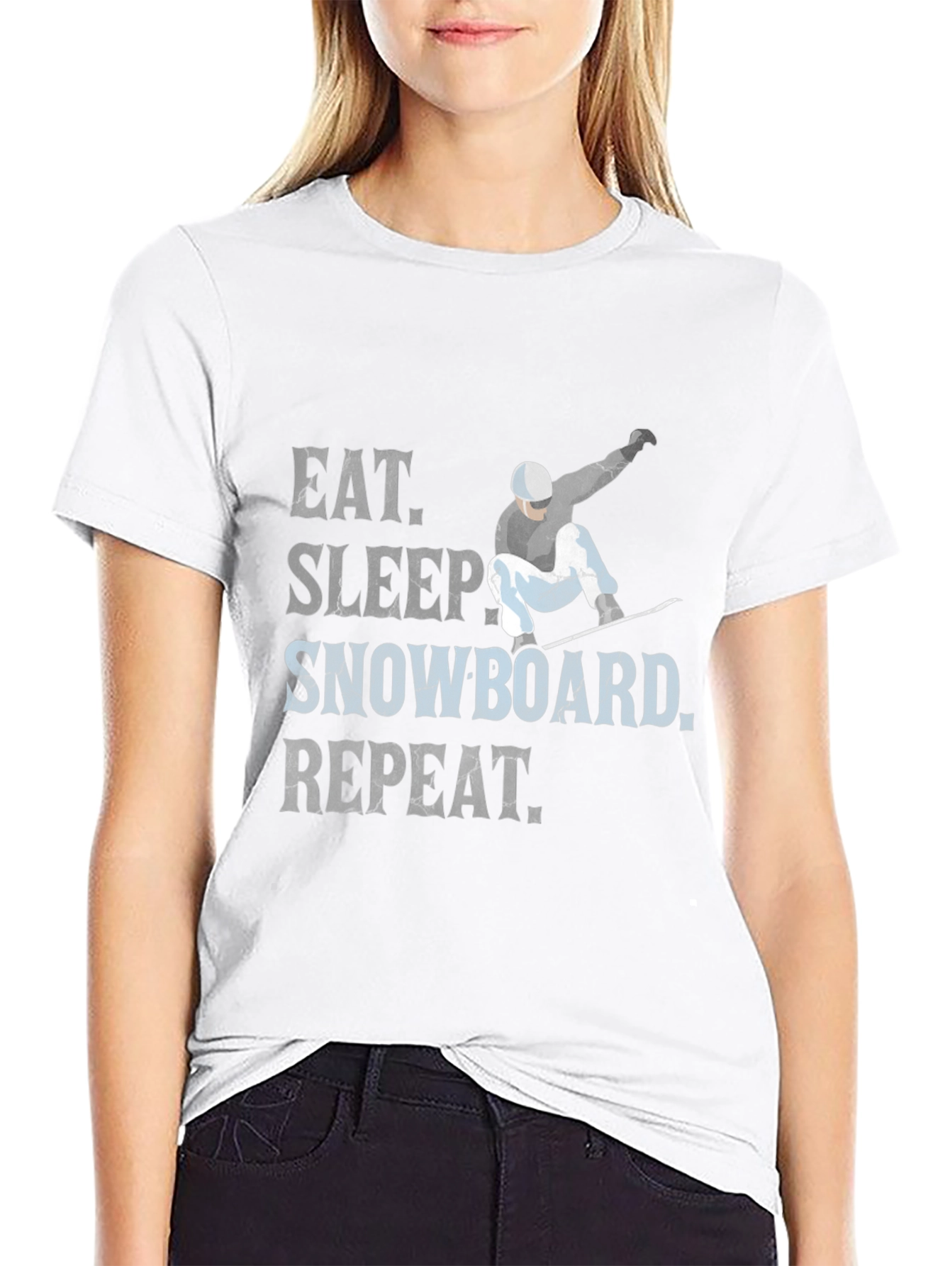 Black Eat Sleep Snowboard Repeat T-Shirt view 9