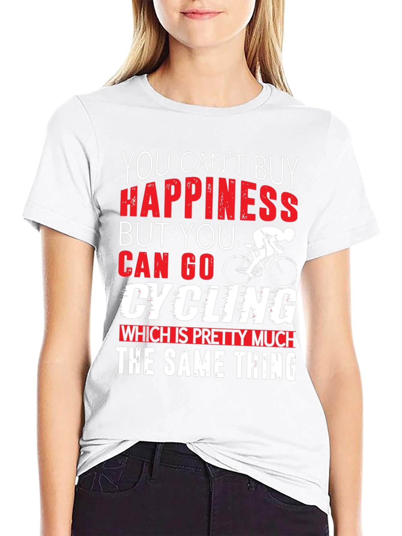 Black Cycling Happiness T-Shirt | Bike Lover Gift view 9